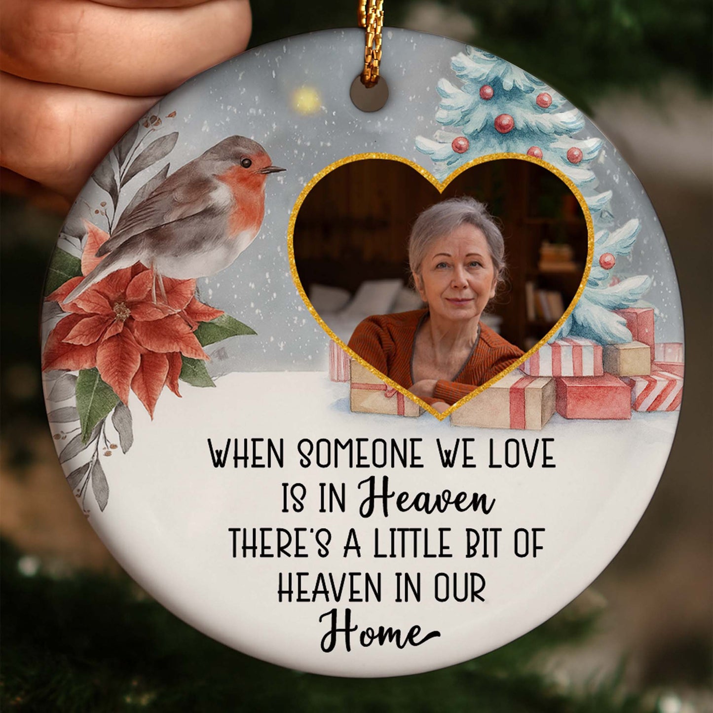 When Someone We Love Is In Heaven, Bird, Poinsettia, Christmas Tree