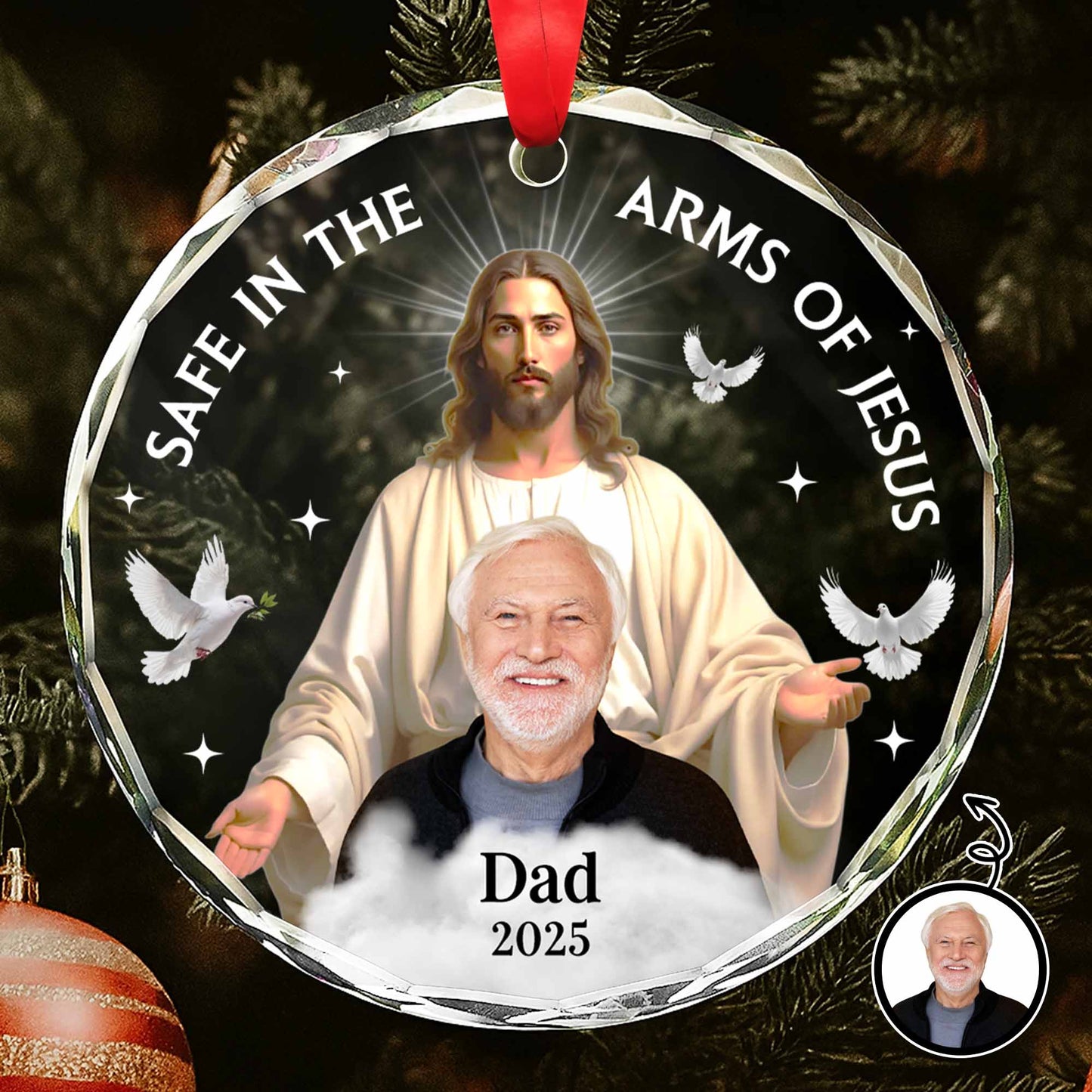 Safe In The Arms Of Jesus With Dove Design