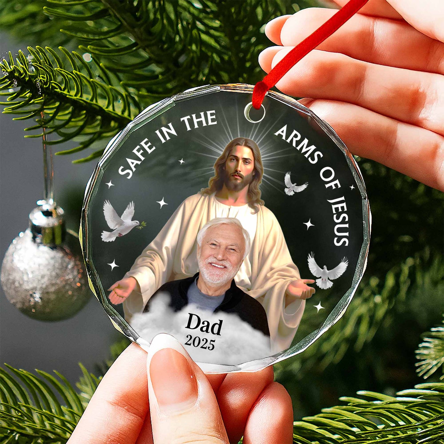 Safe In The Arms Of Jesus With Dove Design