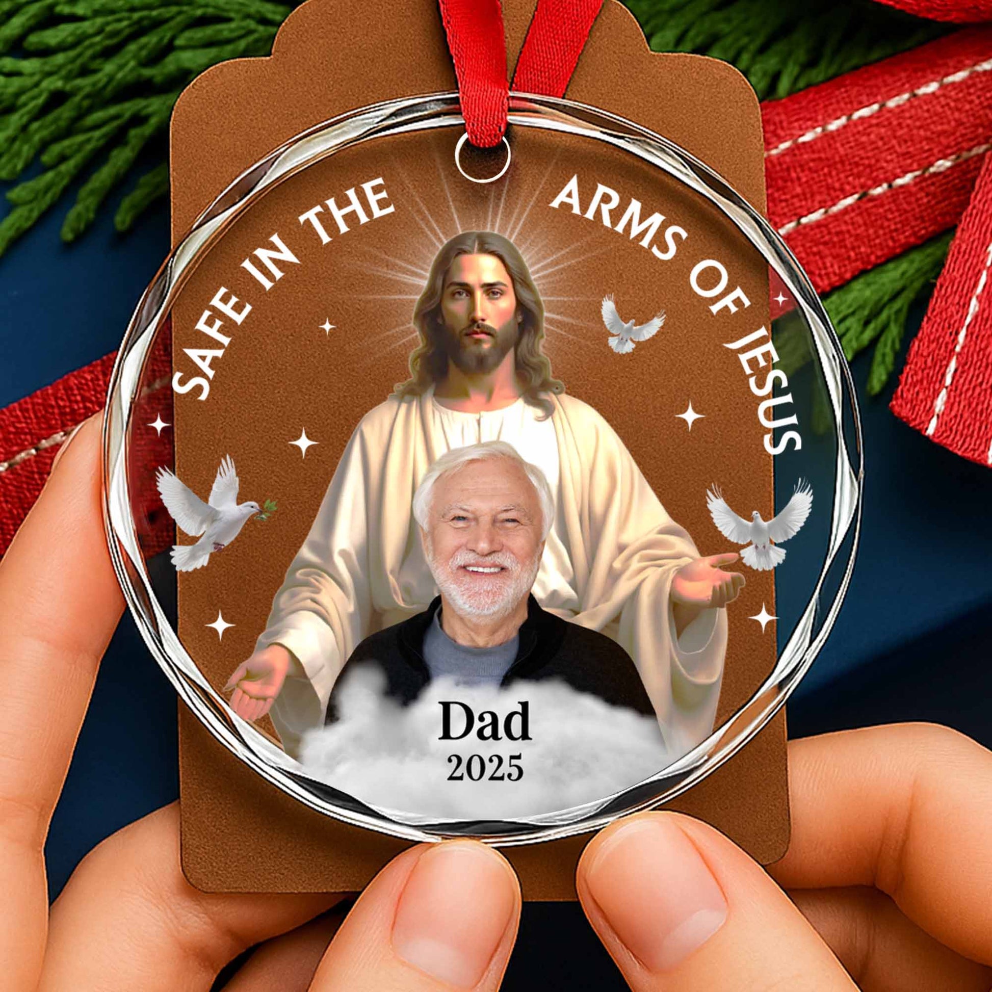 Safe In The Arms Of Jesus With Dove Design