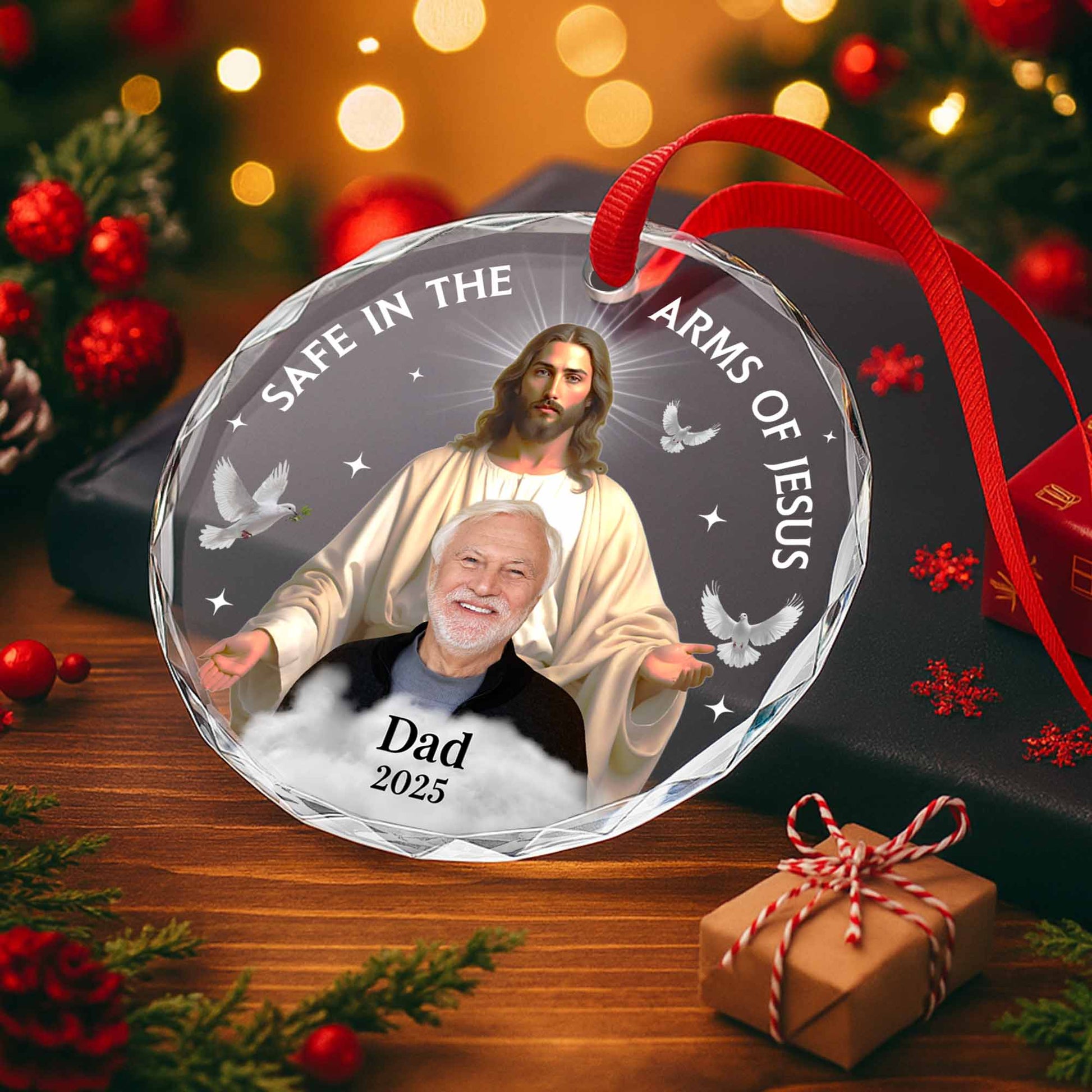 Safe In The Arms Of Jesus With Dove Design