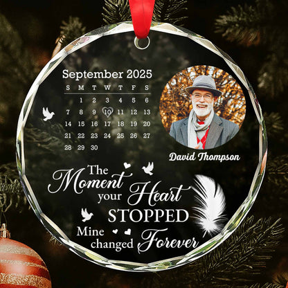 The Moment Your Heart Stopped, Feather and Birds Design - Personalized Custom Circle Glass Ornament - HME274_CGOR