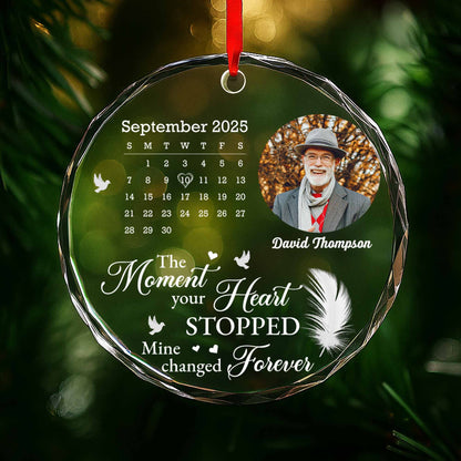 The Moment Your Heart Stopped, Feather and Birds Design - Personalized Custom Circle Glass Ornament - HME274_CGOR