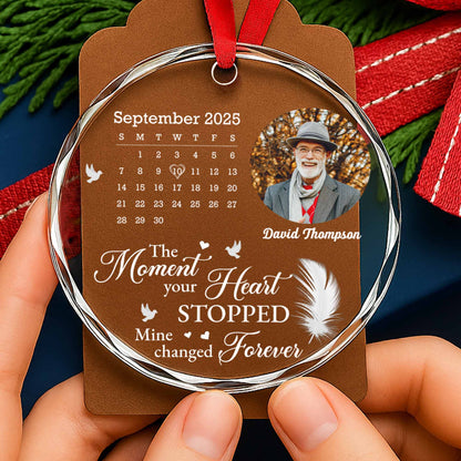 The Moment Your Heart Stopped, Feather and Birds Design - Personalized Custom Circle Glass Ornament - HME274_CGOR