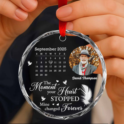 The Moment Your Heart Stopped, Feather and Birds Design - Personalized Custom Circle Glass Ornament - HME274_CGOR