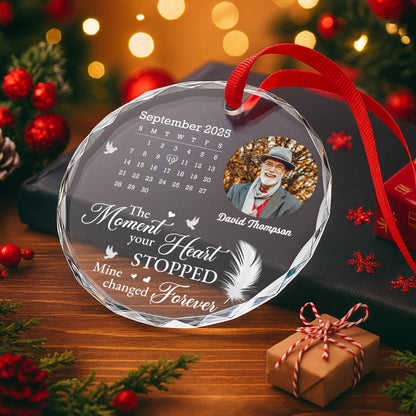 The Moment Your Heart Stopped, Feather and Birds Design - Personalized Custom Circle Glass Ornament - HME274_CGOR