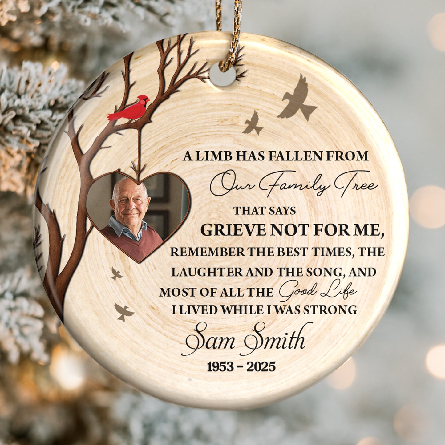 A Limb Has Fallen From Our Family Tree, Heart And Birds Design