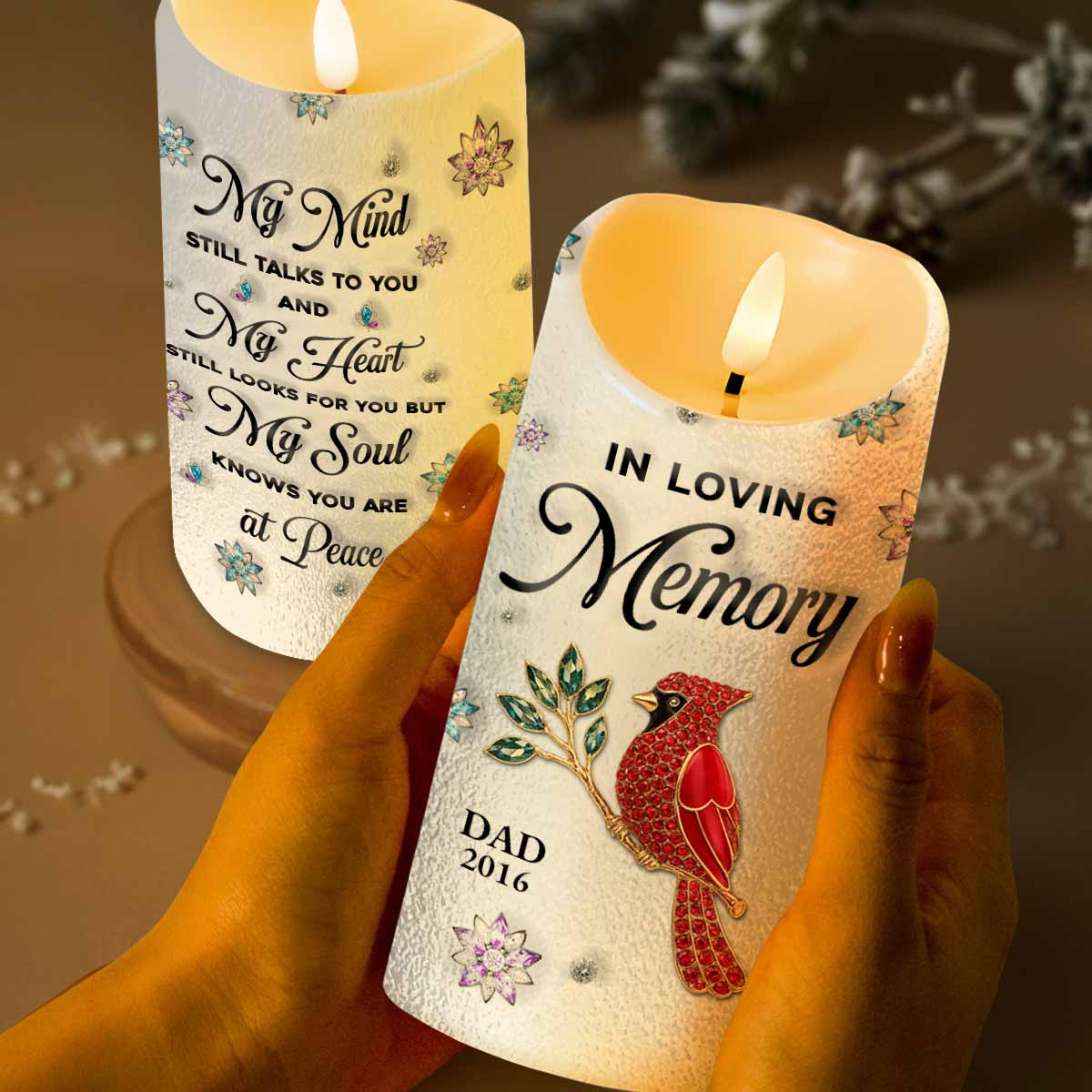 In Loving Memory, Dragonflies and Flowers Memorial Candle