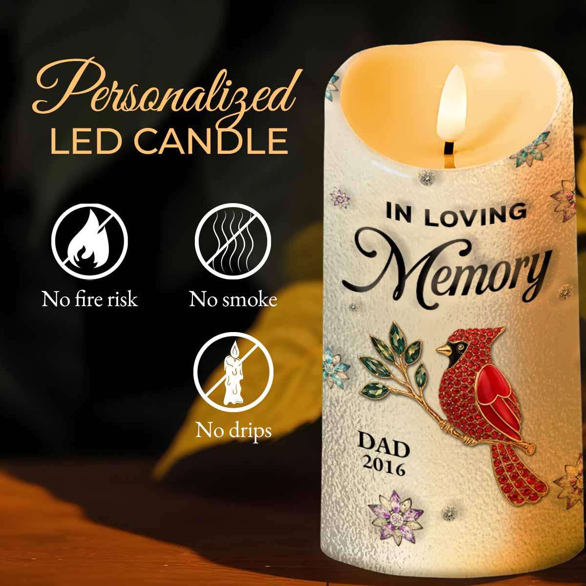 In Loving Memory, Dragonflies and Flowers Memorial Candle