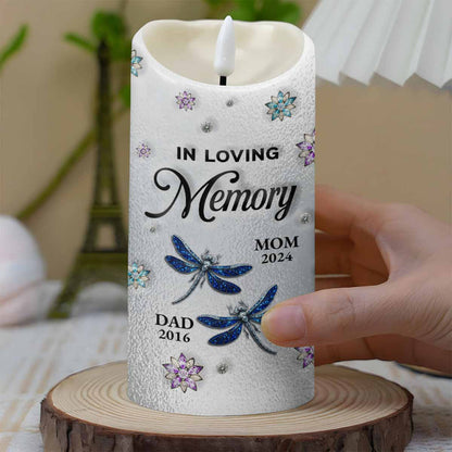 In Loving Memory, Dragonflies and Flowers Memorial Candle