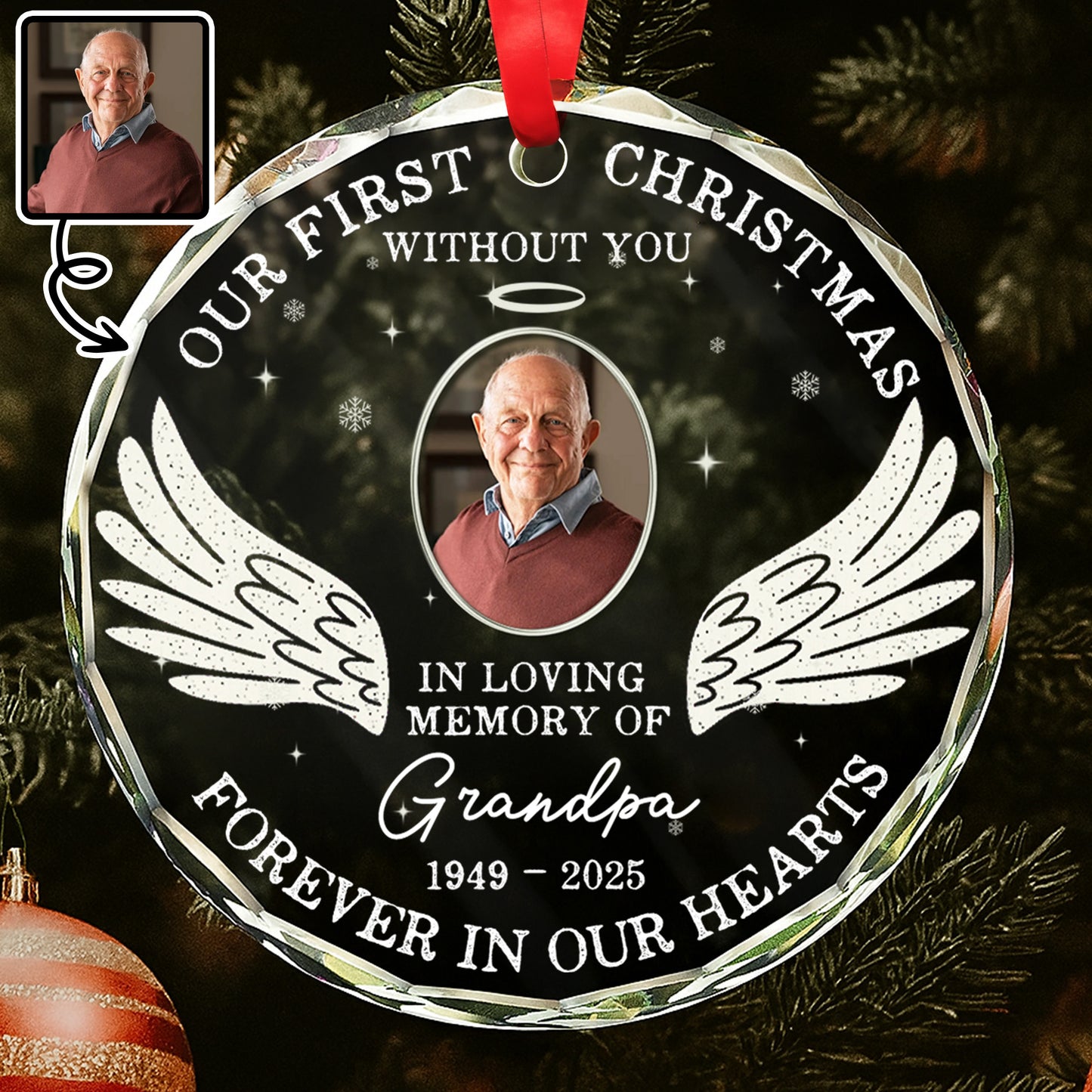 Our First Christmas Without You, Wings And Snowflakes Design