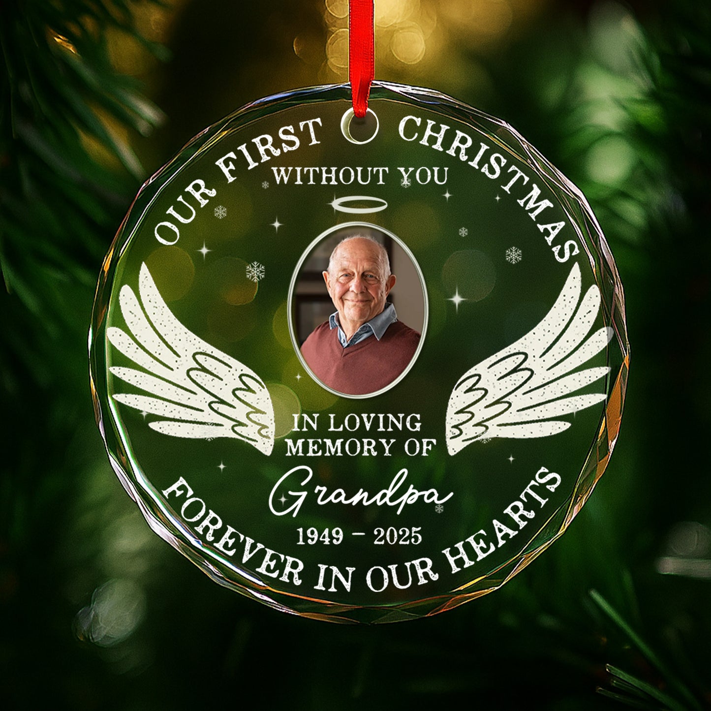 Our First Christmas Without You, Wings And Snowflakes Design