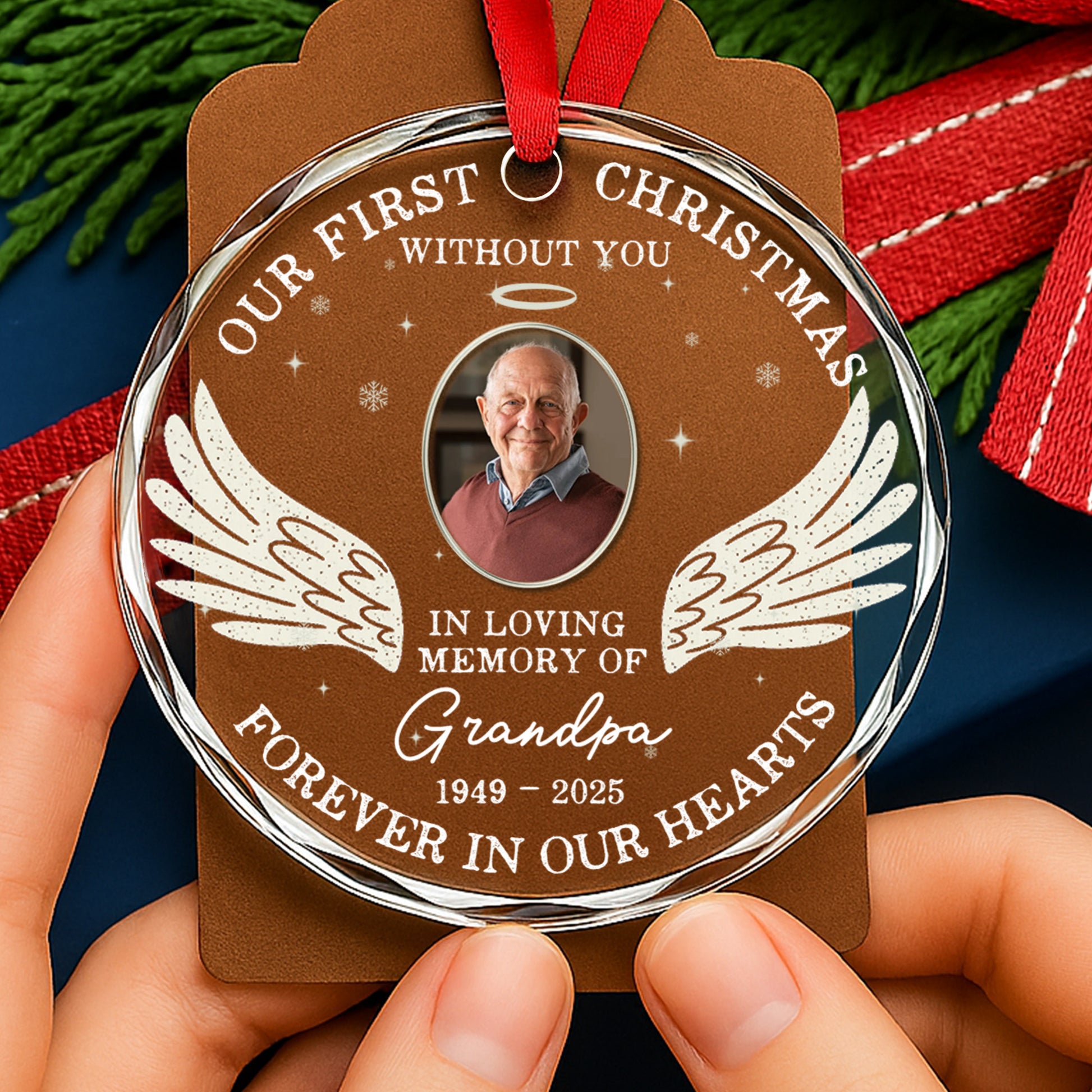 Our First Christmas Without You, Wings And Snowflakes Design