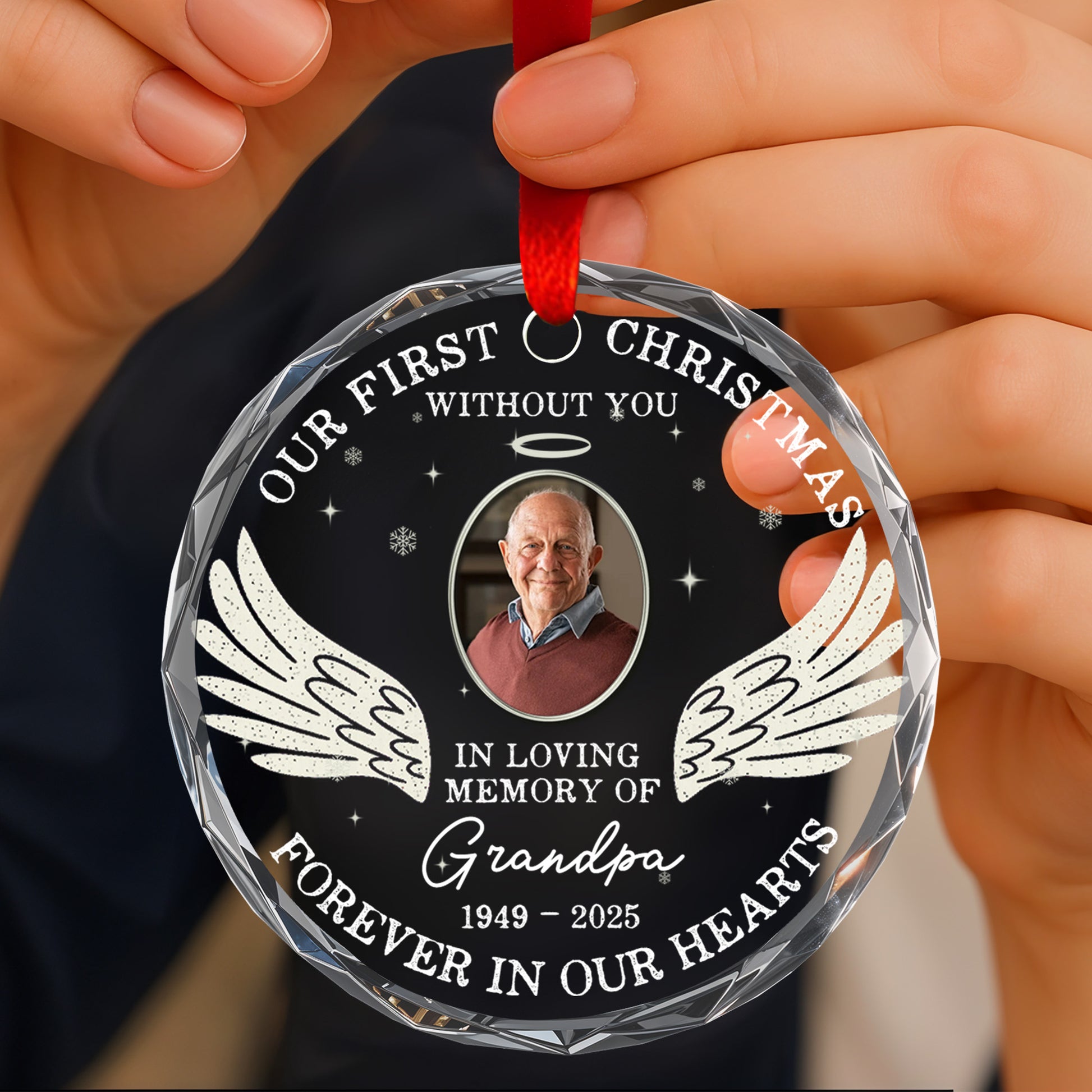 Our First Christmas Without You, Wings And Snowflakes Design