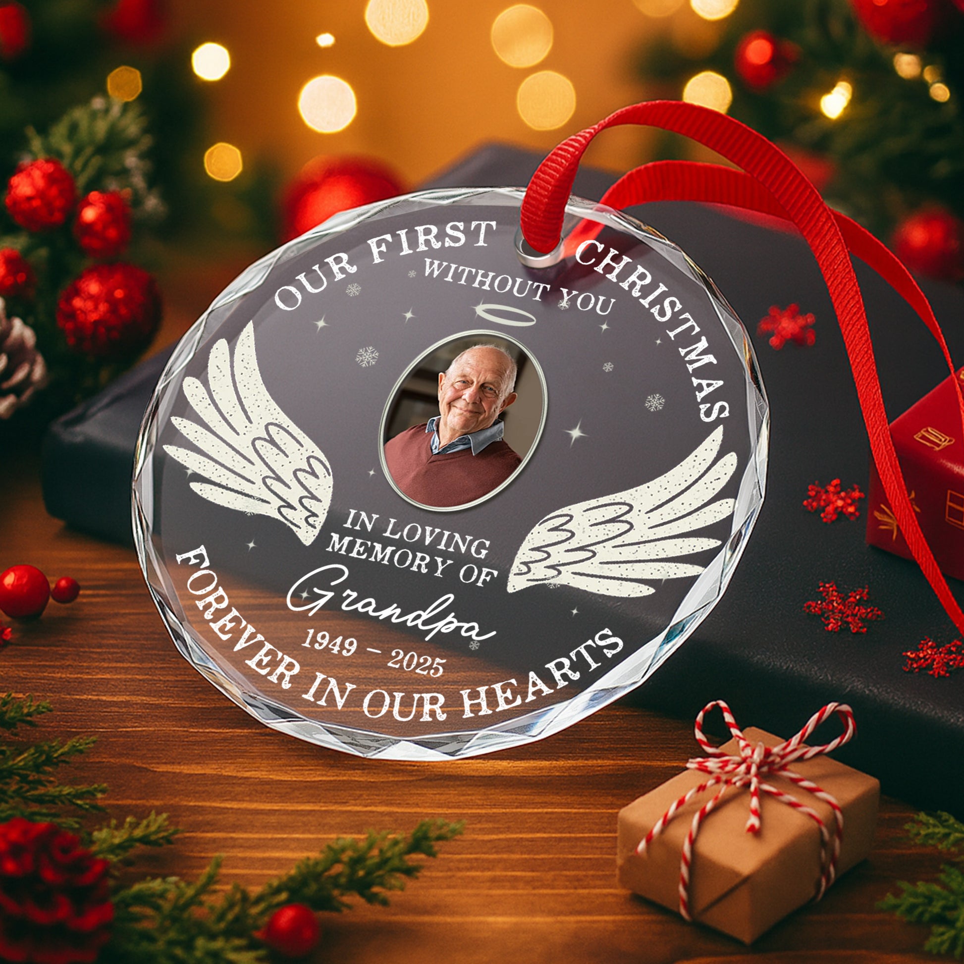 Our First Christmas Without You, Wings And Snowflakes Design