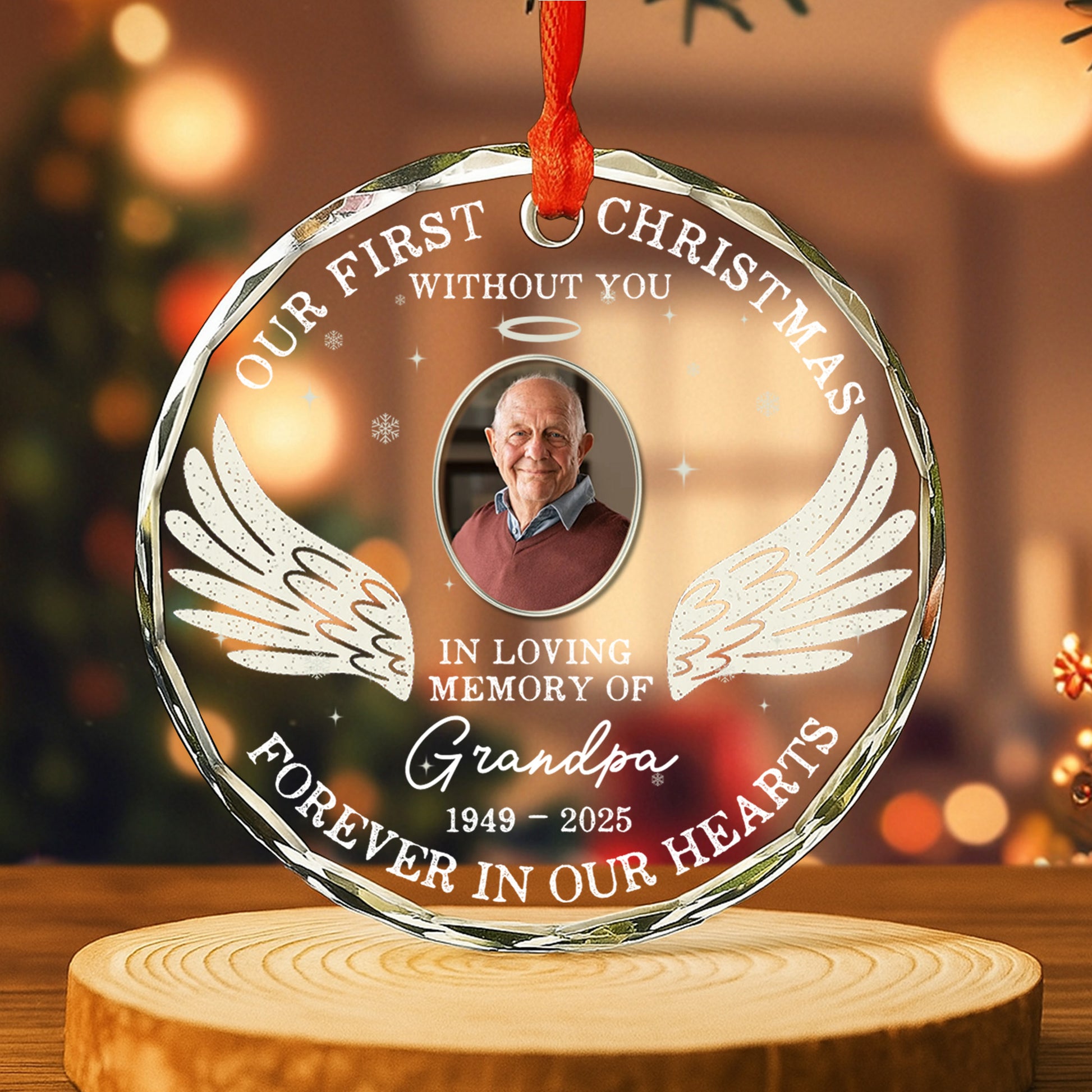 Our First Christmas Without You, Wings And Snowflakes Design