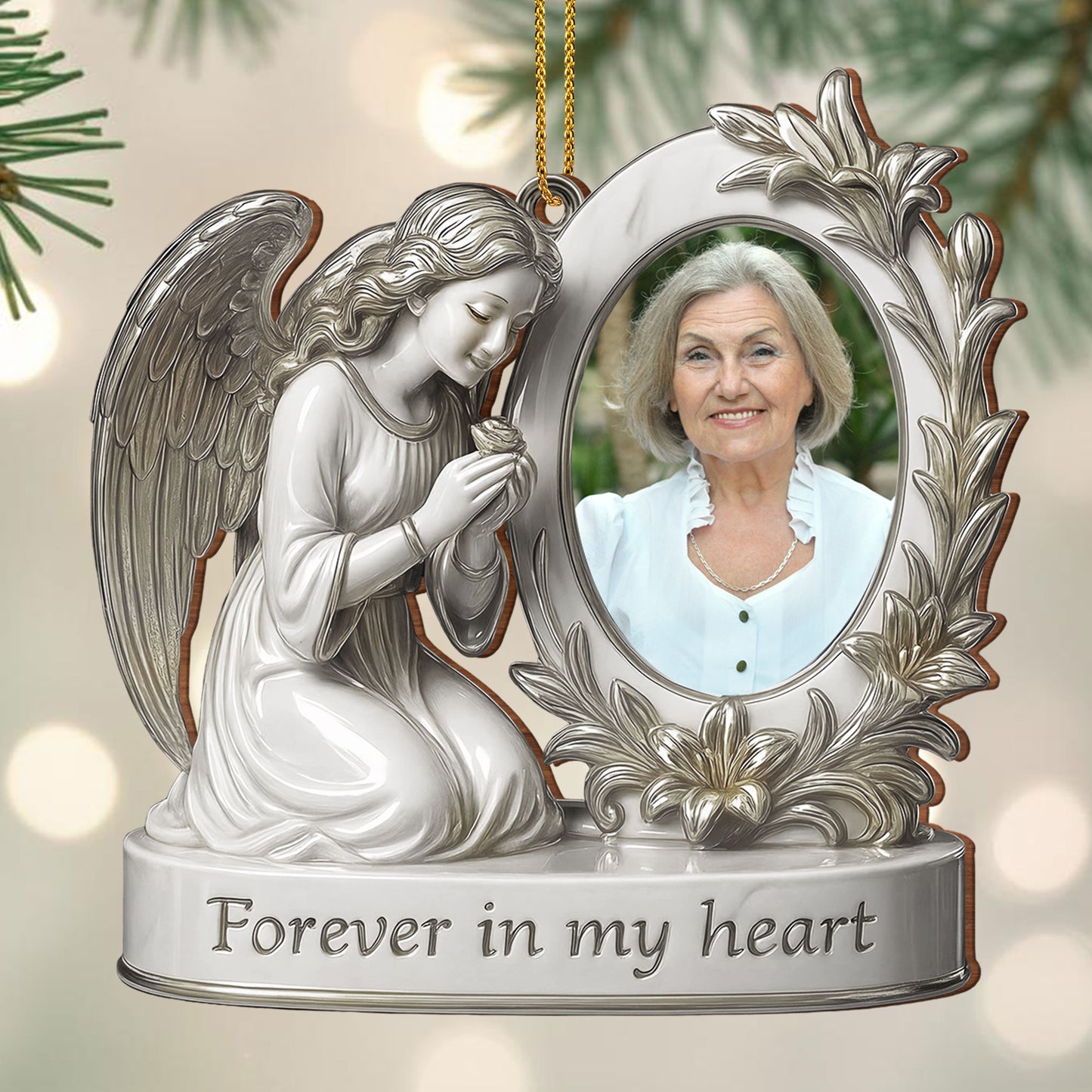 Forever In My Heart Angel And Flowers Design