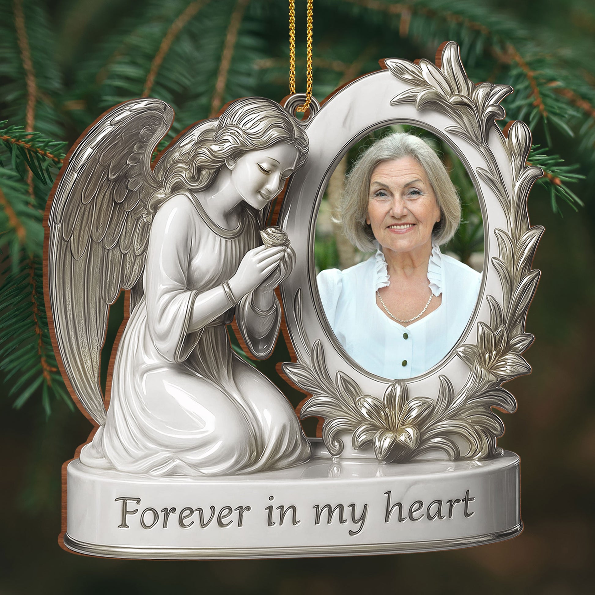 Forever In My Heart Angel And Flowers Design