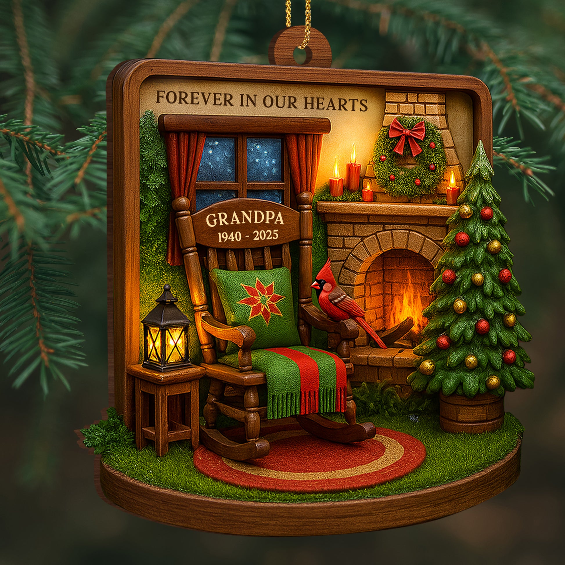 Forever In Our Hearts, Christmas Tree, Cardinal Bird