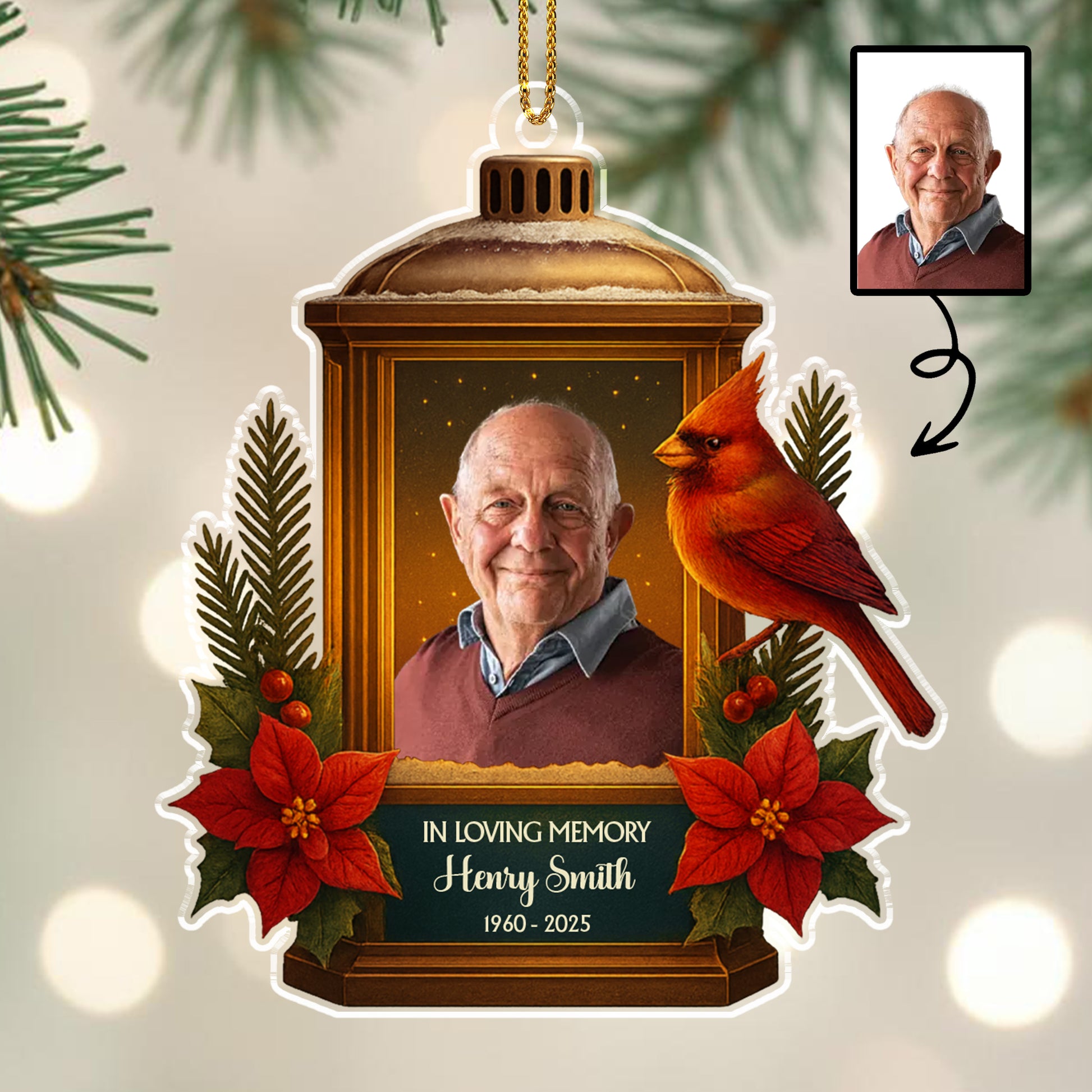 In Loving Memory, Lantern And Cardinal Design