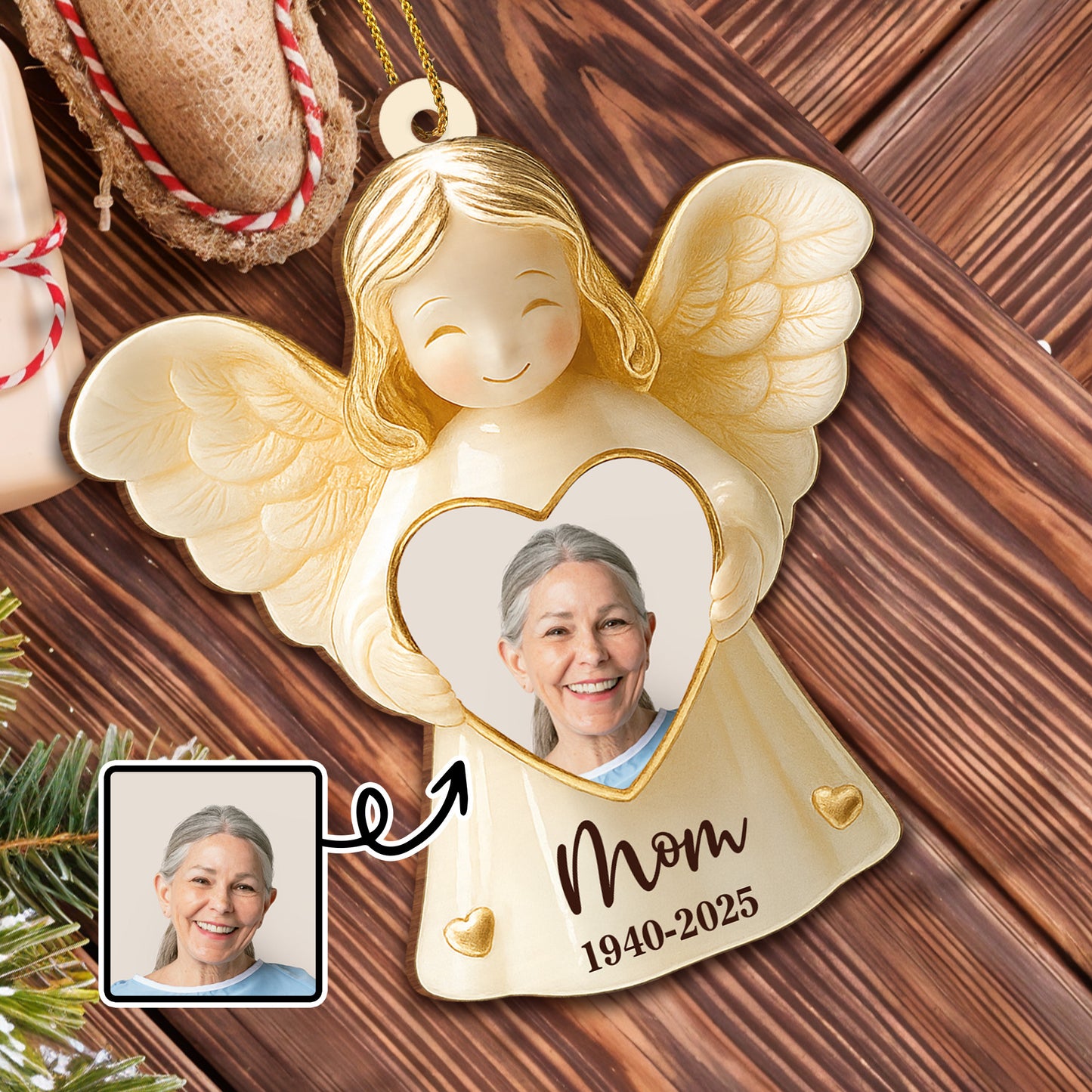Cherish Special Memories With Angel Heart Photo Ornament