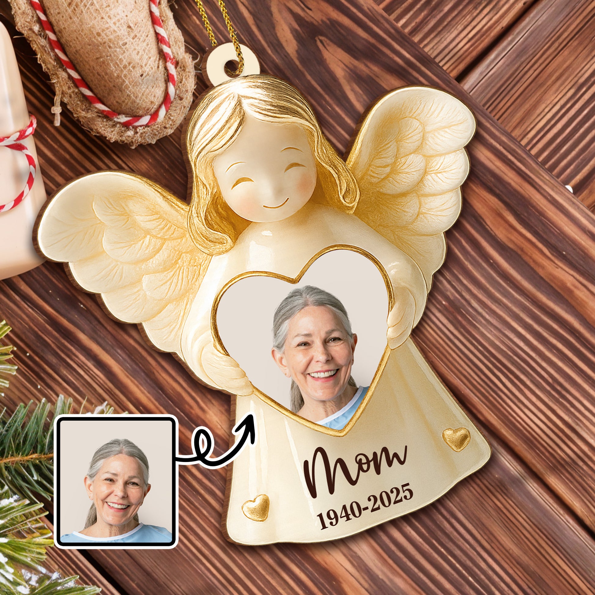 Cherish Special Memories With Angel Heart Photo Ornament