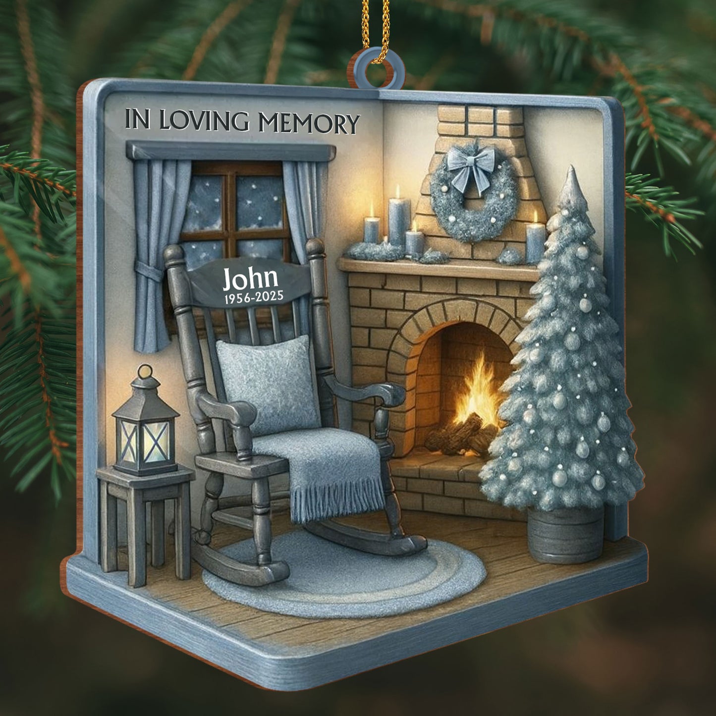 In Loving Memory Rocking Chair And Fireplace