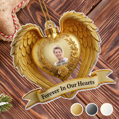 Forever In Our Hearts Heart Wings Flowers Ornament