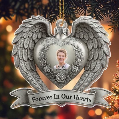 Forever In Our Hearts Heart Wings Flowers Ornament