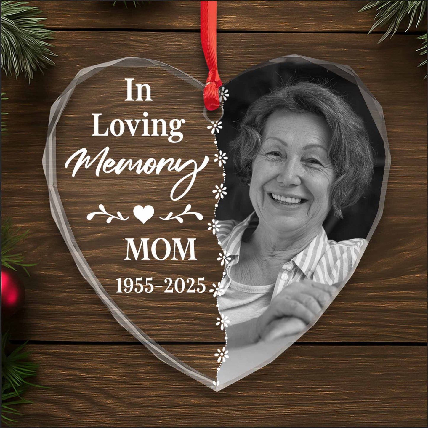 In Loving Memory Mom Heart And Flowers