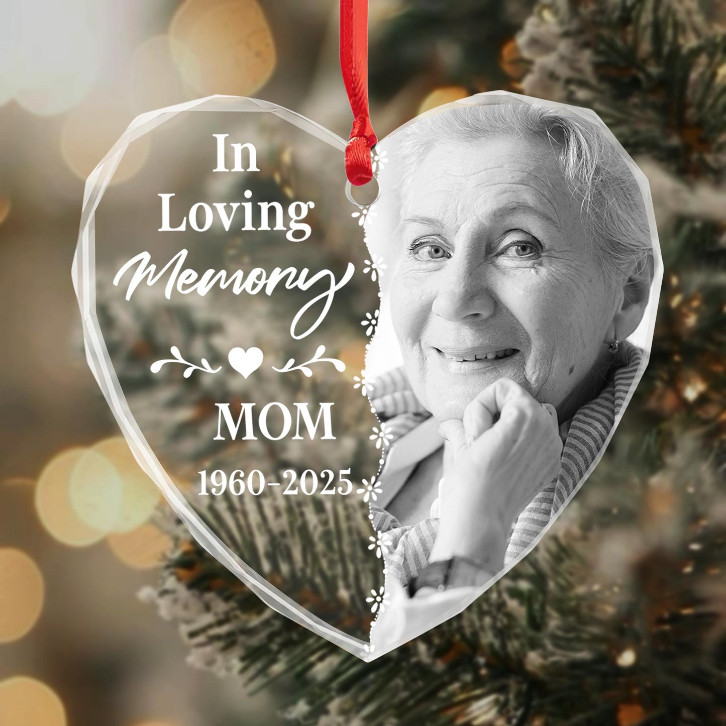 In Loving Memory Mom Heart And Flowers