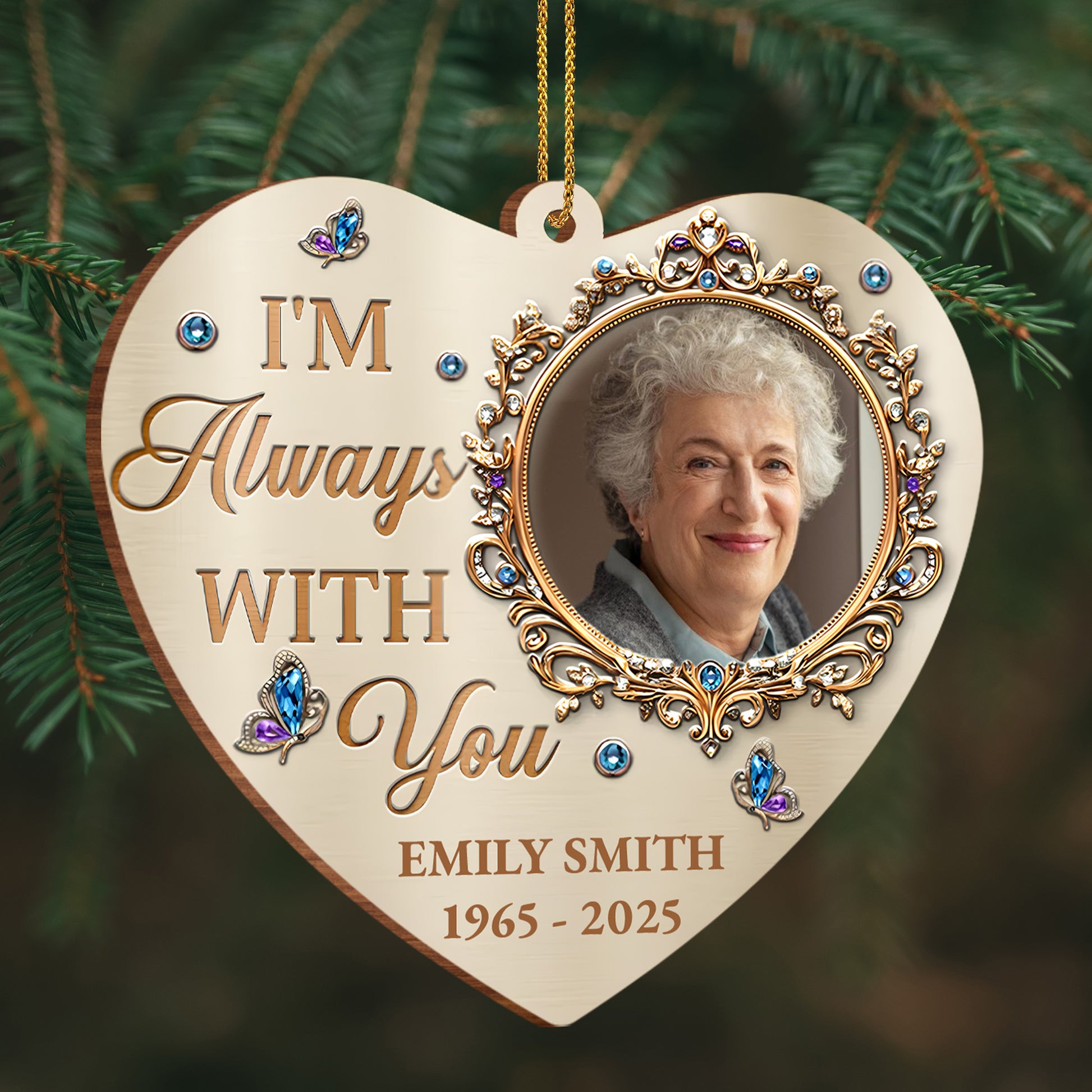 I'm Always With You Heart With Jewels And Frame