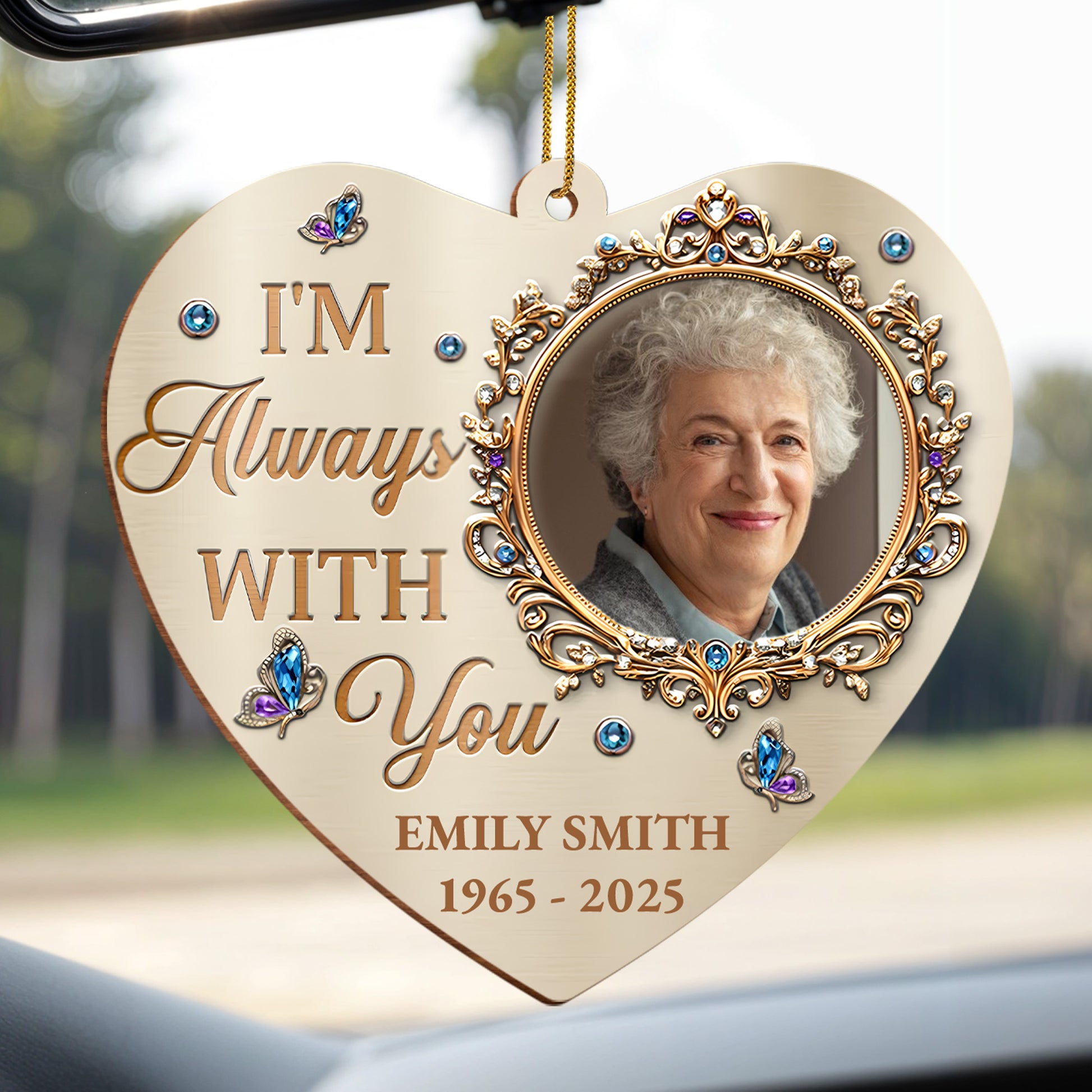 I'm Always With You Heart With Jewels And Frame