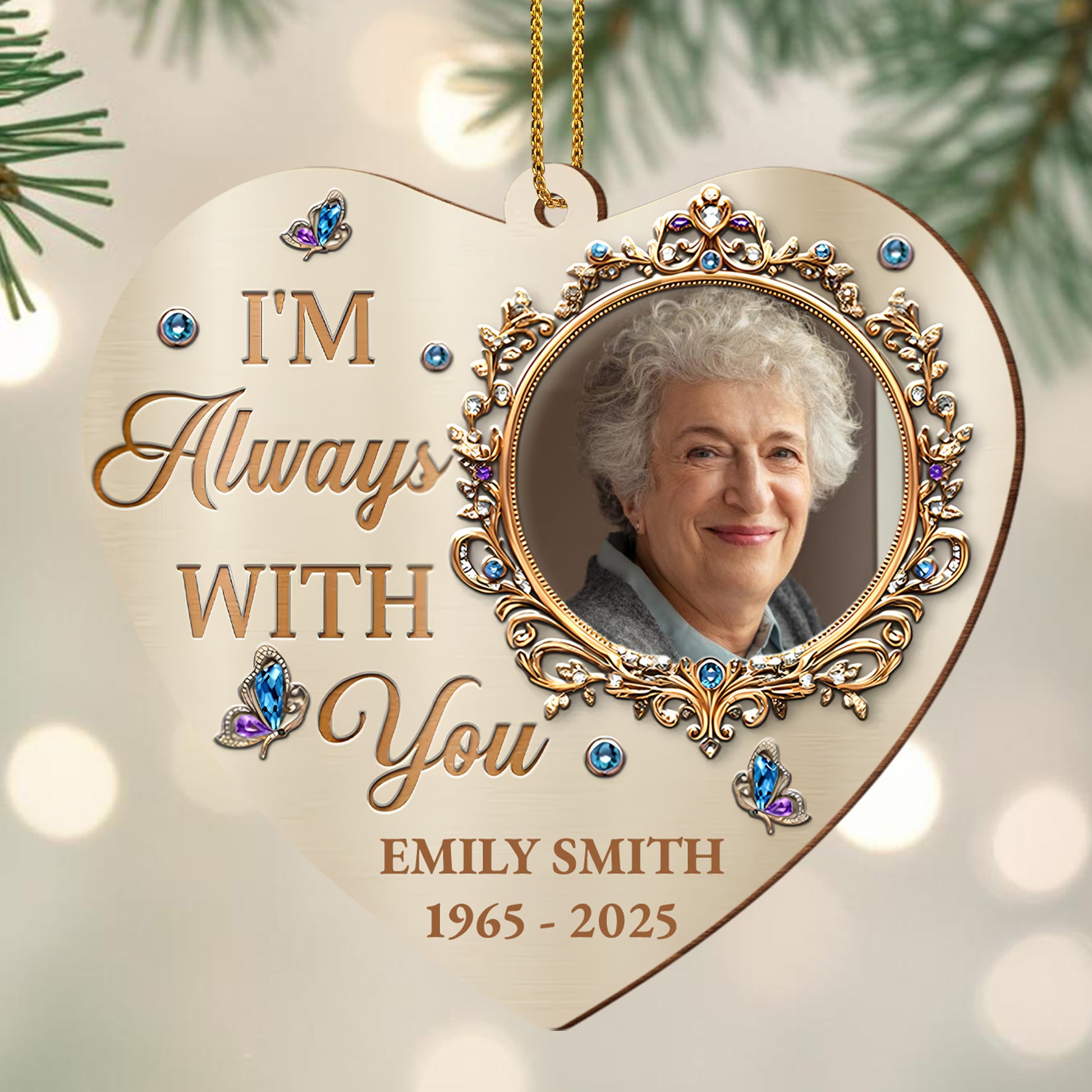 I'm Always With You Heart With Jewels And Frame