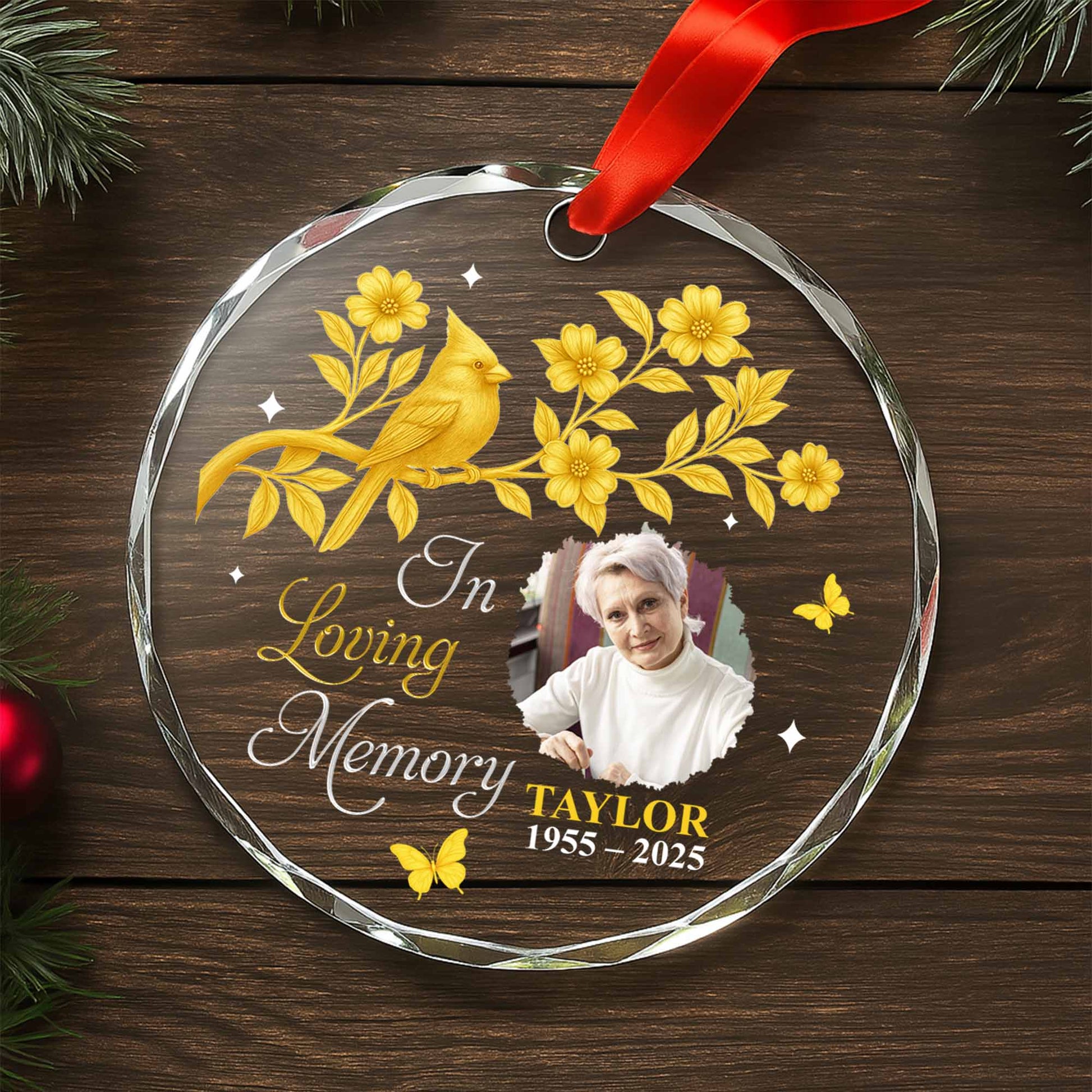 In Loving Memory With Bird And Flowers