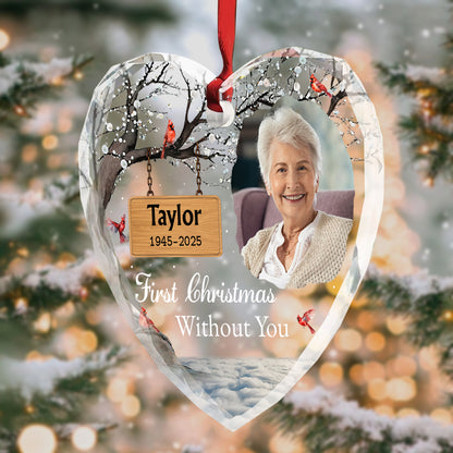 First Christmas Without You, Heart Ornament With Cardinals