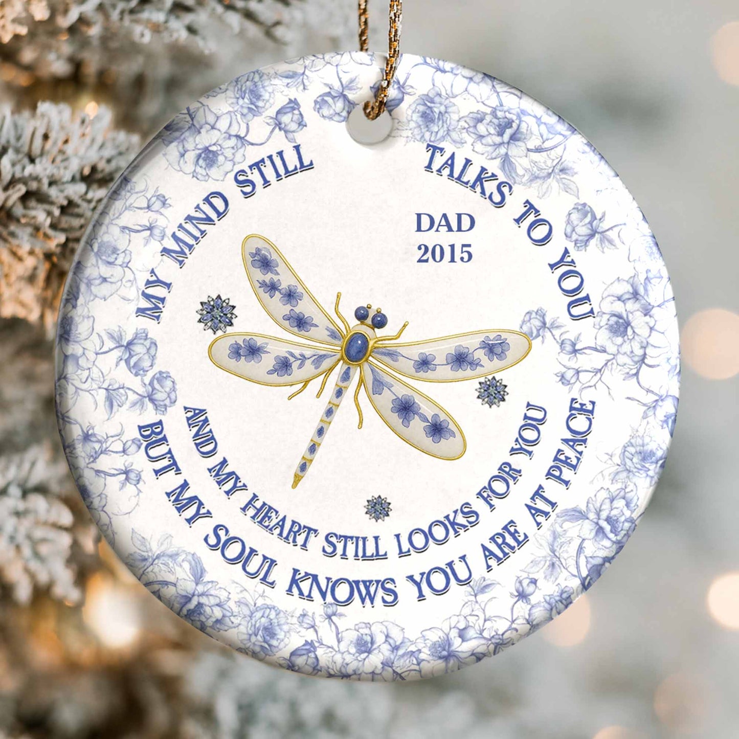 My Mind Still Talks to You, Butterflies and Flowers Ornament - Personalized Custom Ceramic Ornament With Round Shape - HME319_RCE