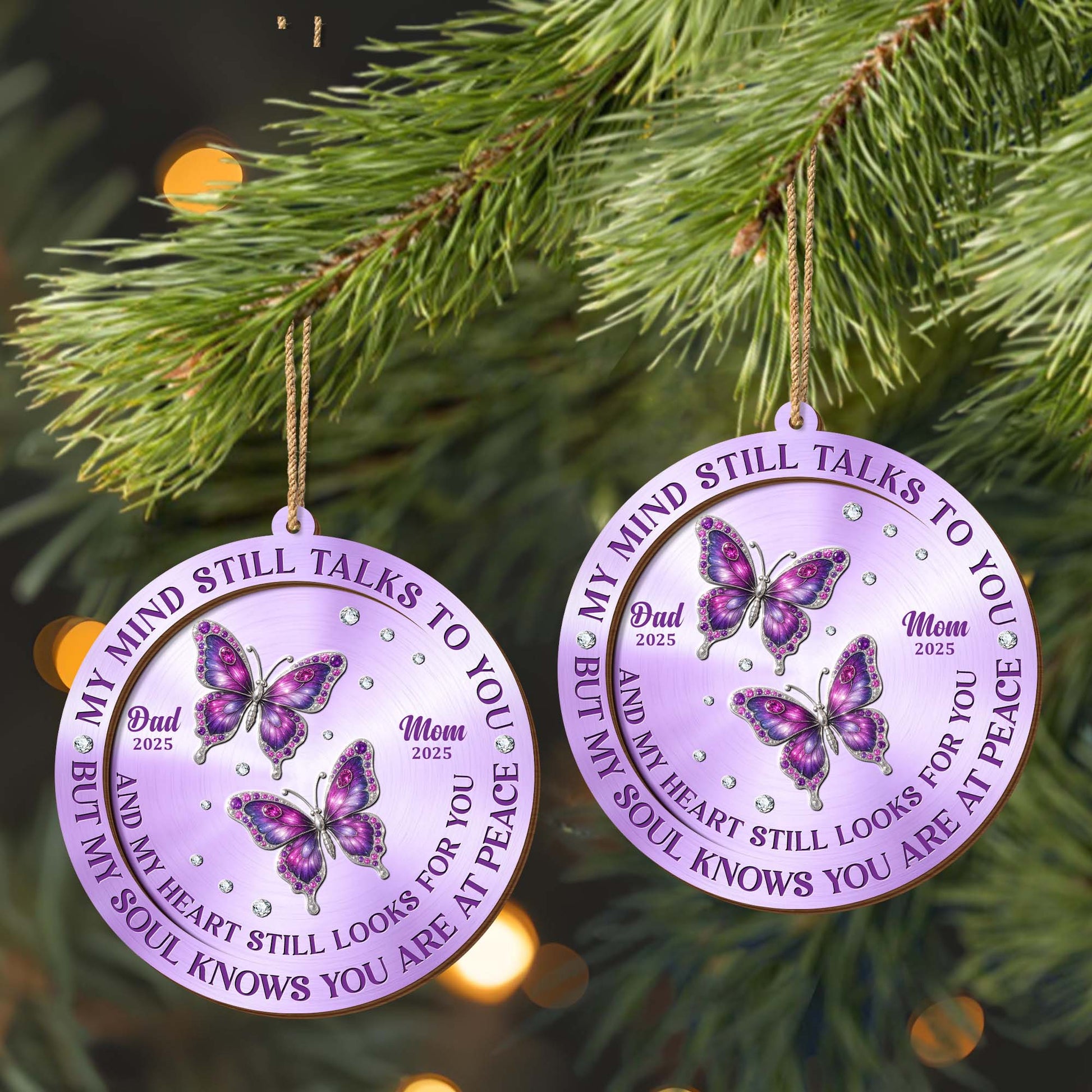 My Mind Still Talks To You Butterflies Wood Ornament