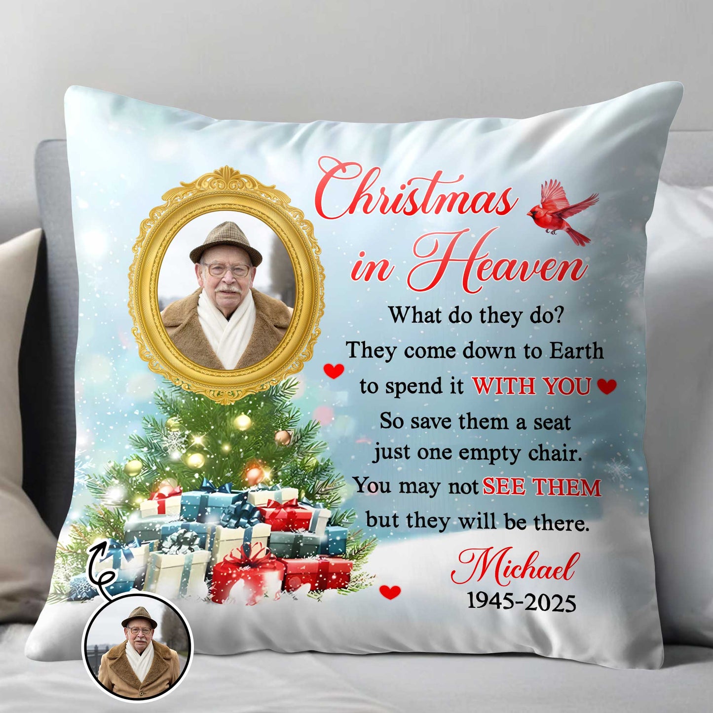 Christmas In Heaven, Memories On Festive Pillow