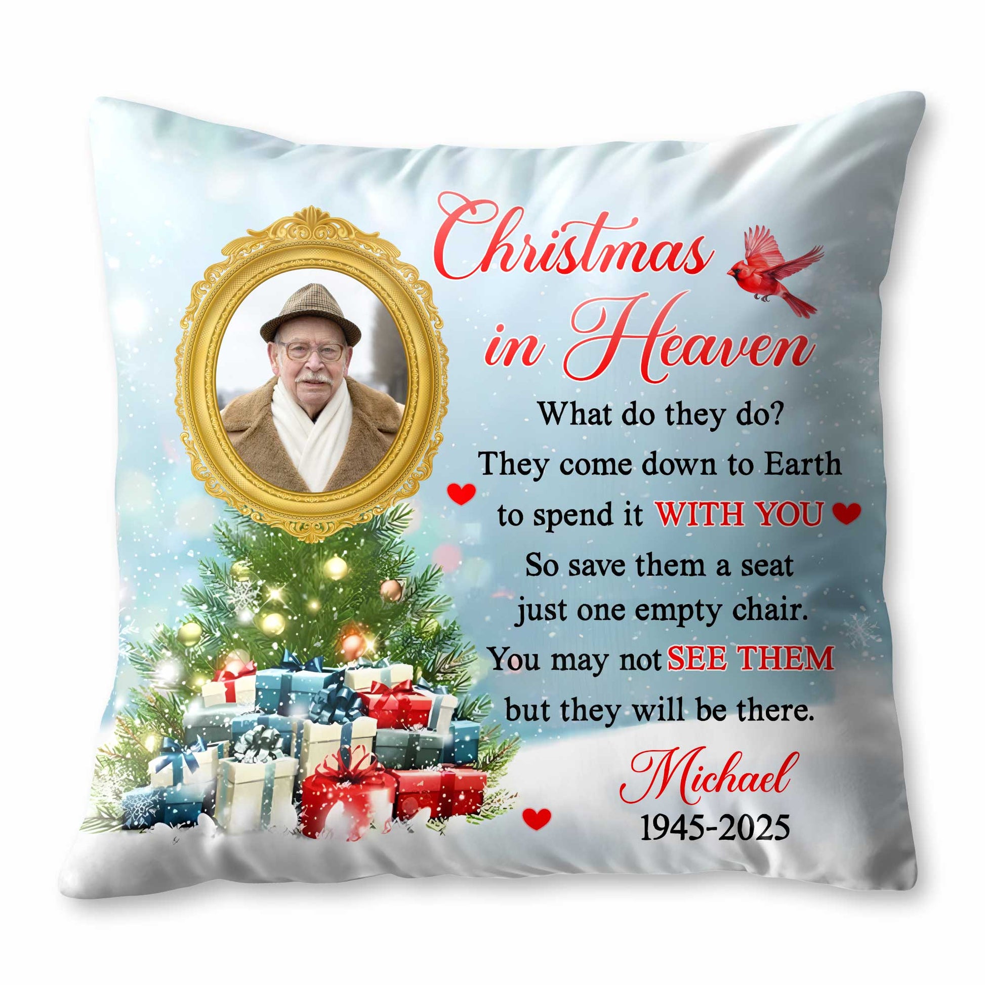 Christmas In Heaven, Memories On Festive Pillow