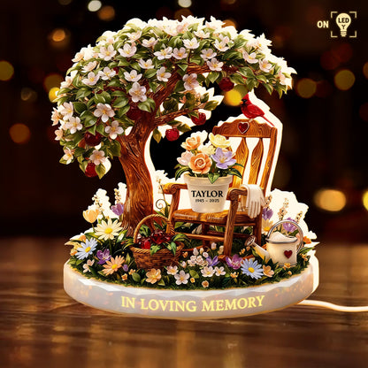 In Loving Memory With Tree And Flowers