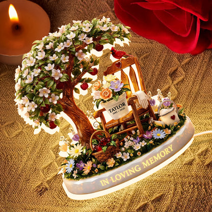 In Loving Memory With Tree And Flowers