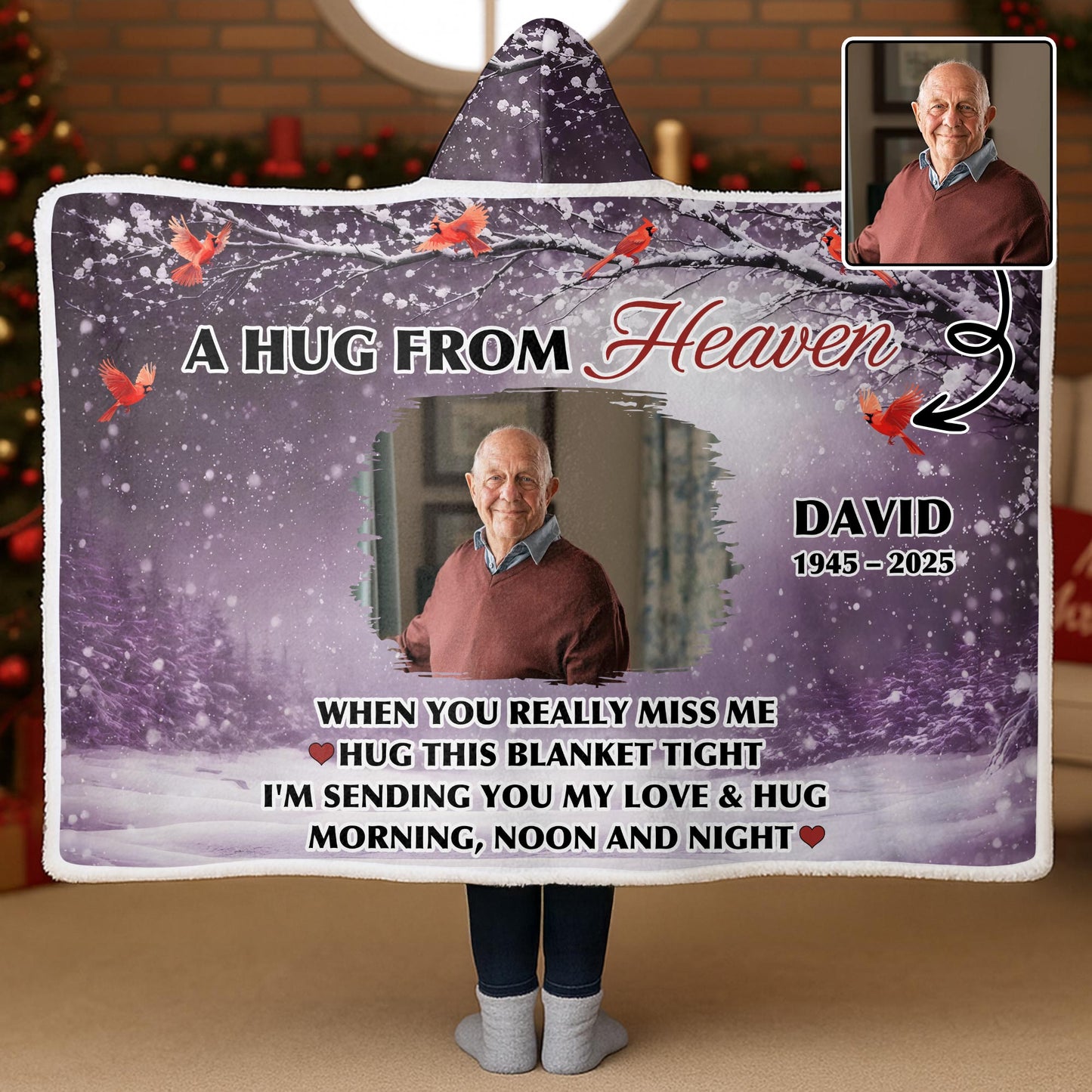 A Hug From Heaven, Winter Scene With Red Birds