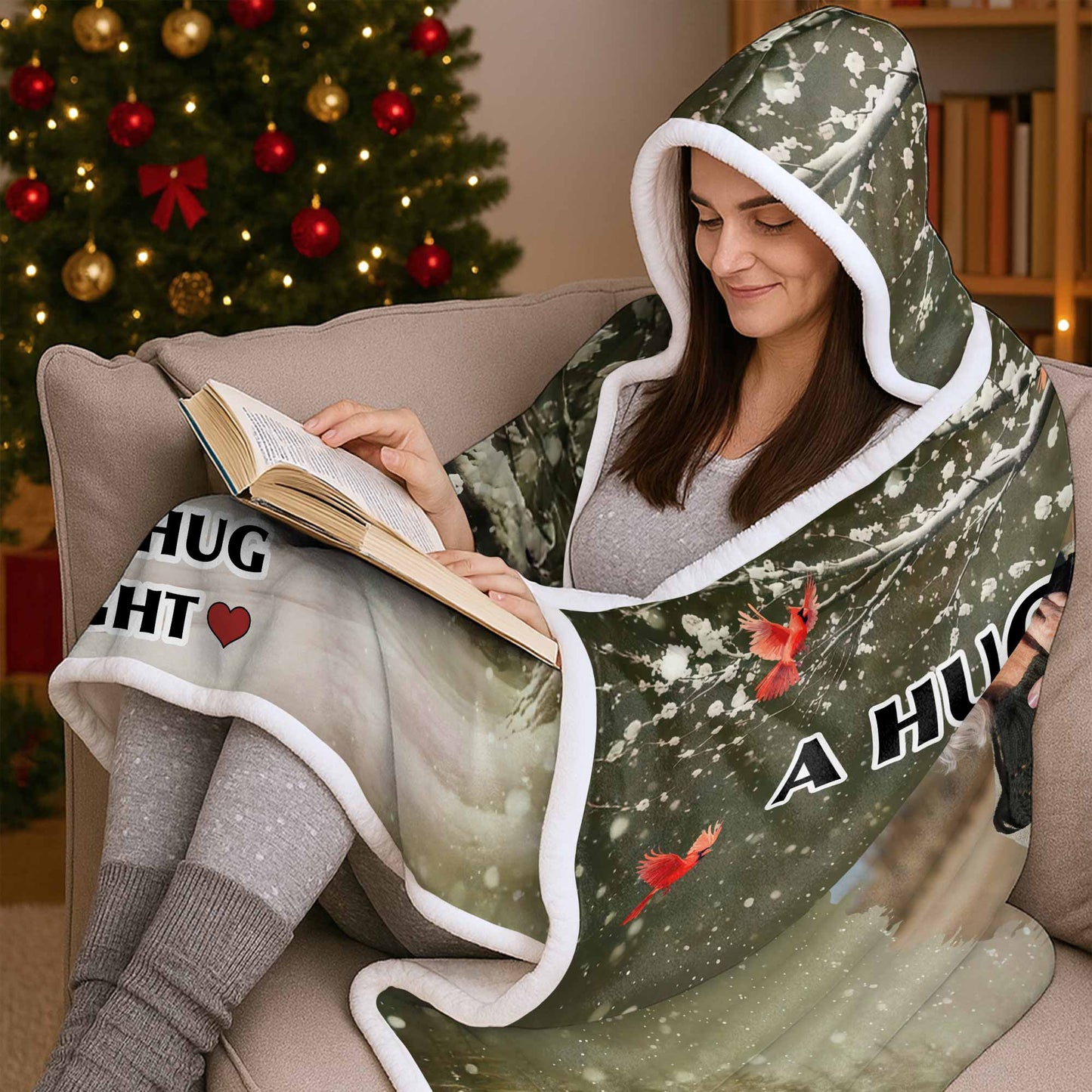 A Hug From Heaven, Winter Scene With Red Birds