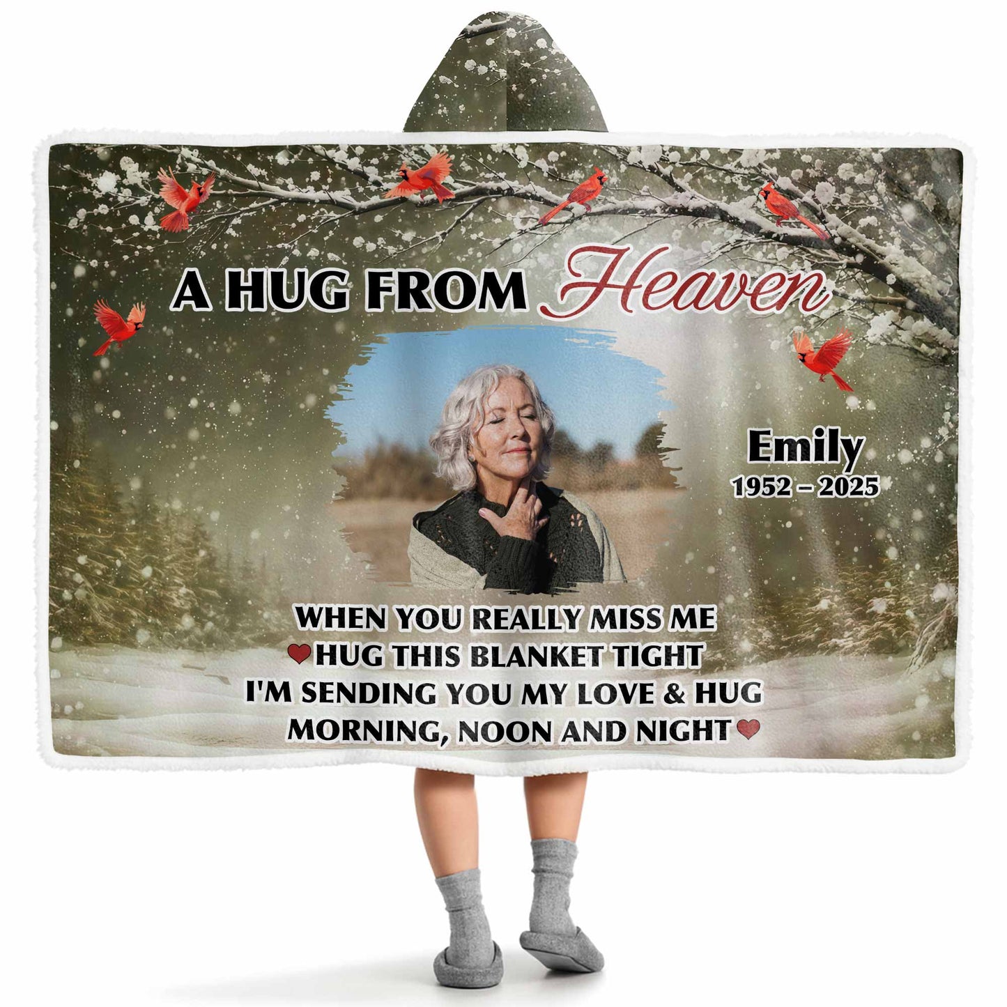 A Hug From Heaven, Winter Scene With Red Birds