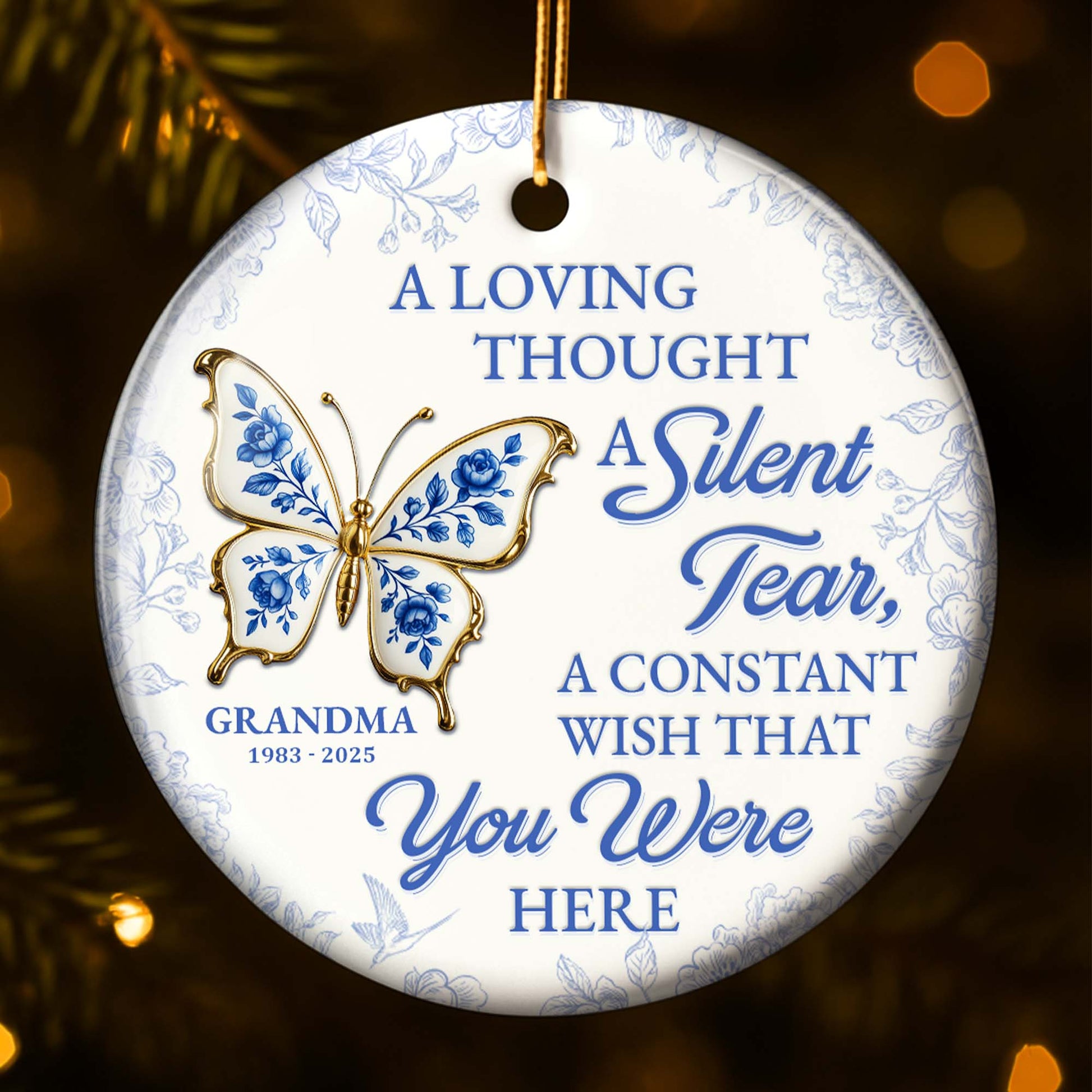 A Loving Thought A Silent Tear Memorial Butterfly Ornament