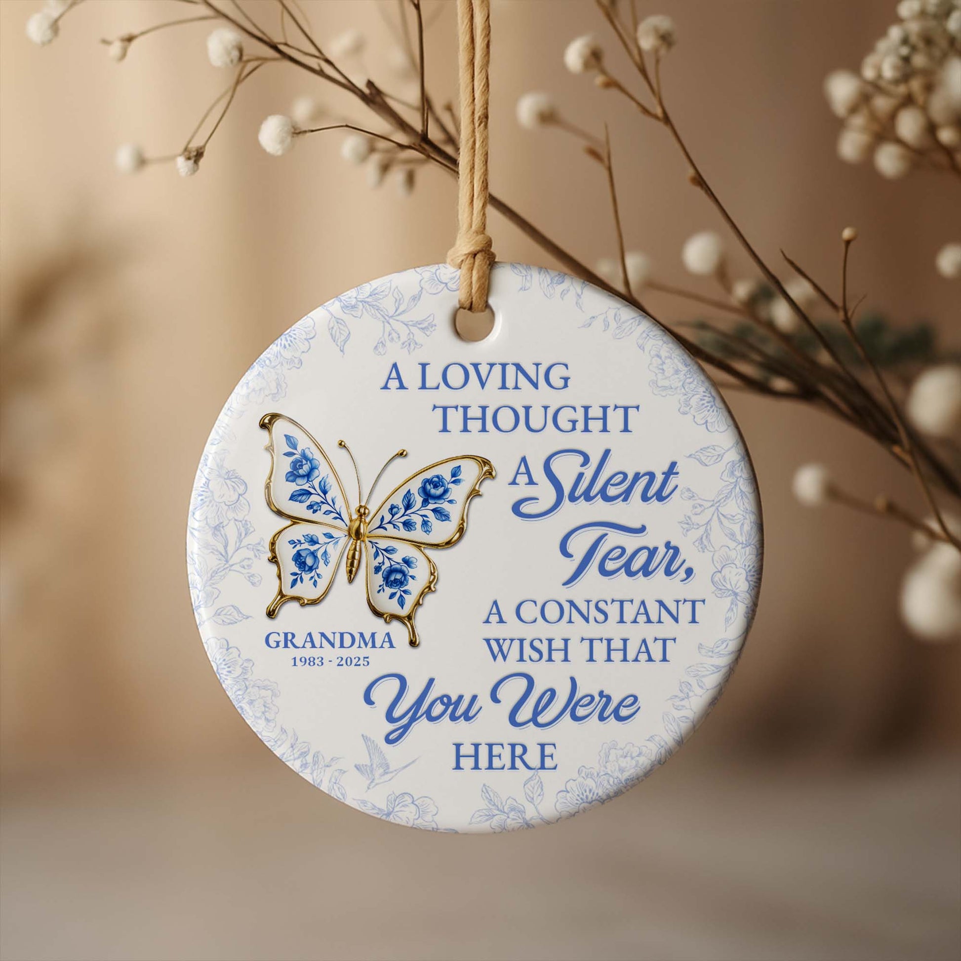 A Loving Thought A Silent Tear Memorial Butterfly Ornament