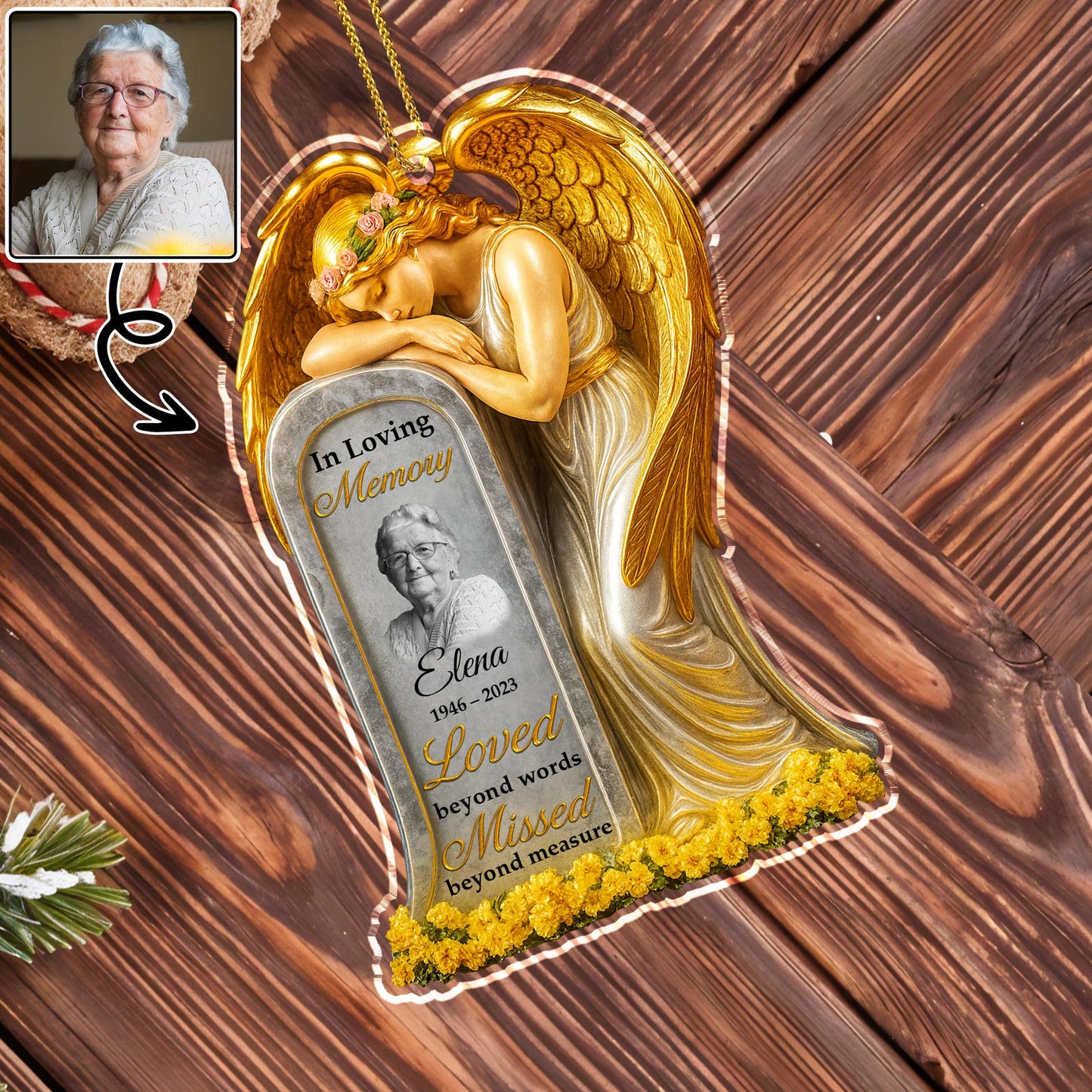 Loved Beyond Words Angel And Flowers Ornament