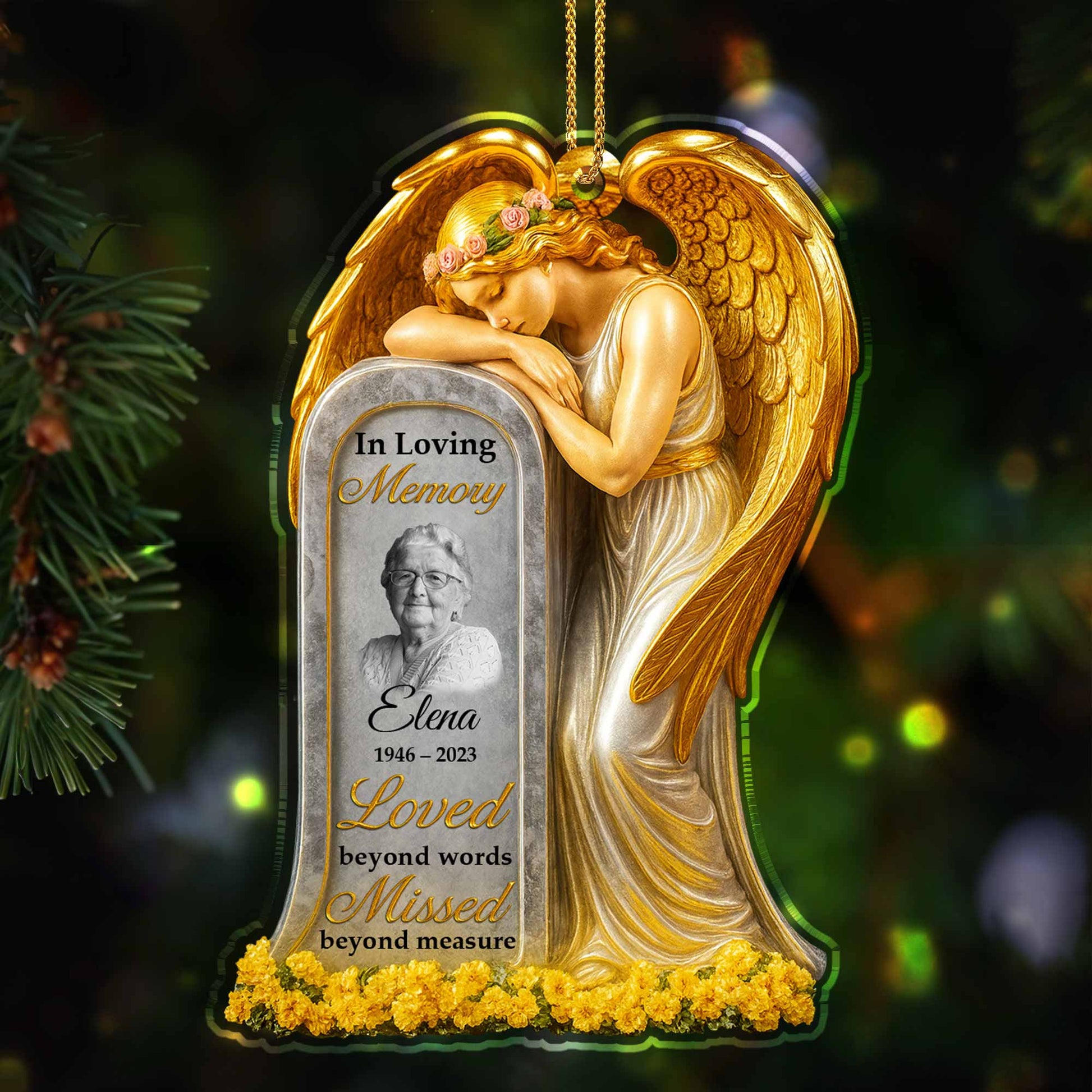 Loved Beyond Words Angel And Flowers Ornament