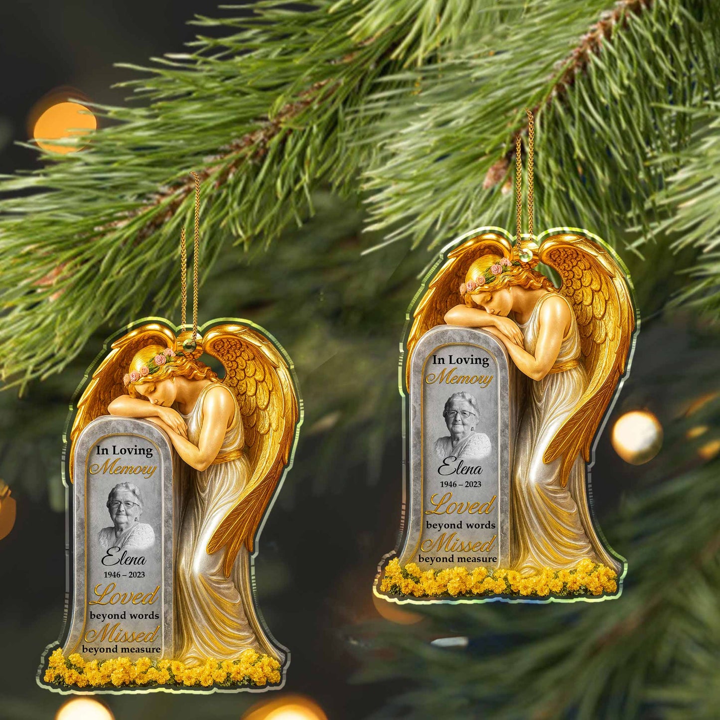 Loved Beyond Words Angel And Flowers Ornament